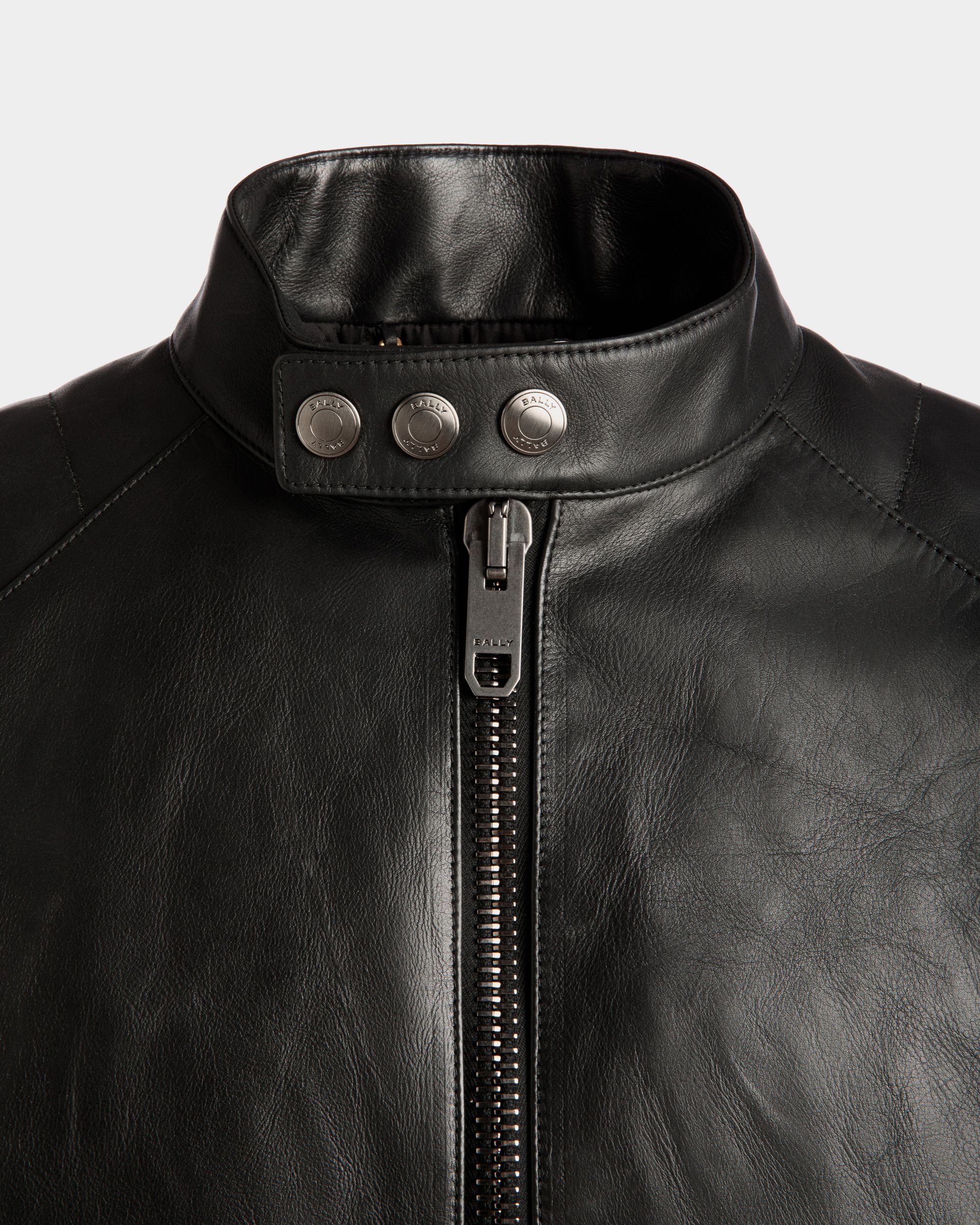 Adrien Brody Travel Collection Biker Jacket In Black Leather - Men's - Bally - 02