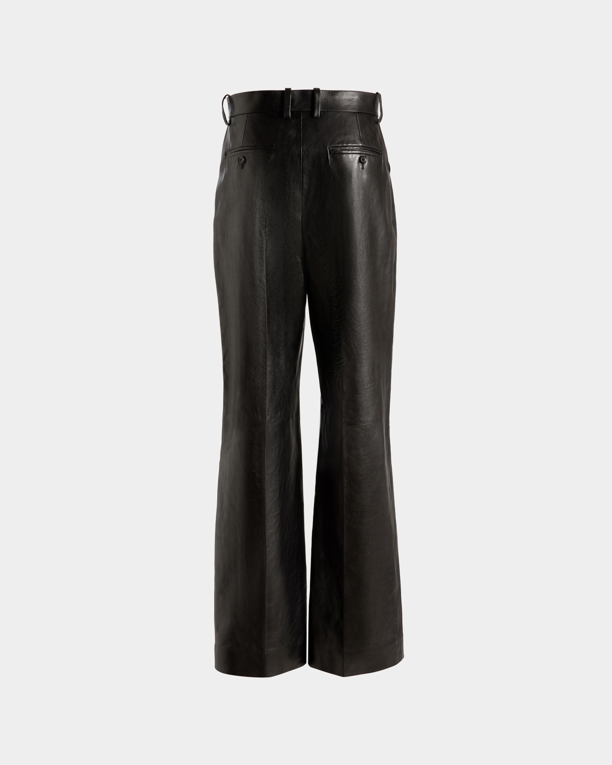 High Waist Pants In Black Leather - Men's - Bally - 05