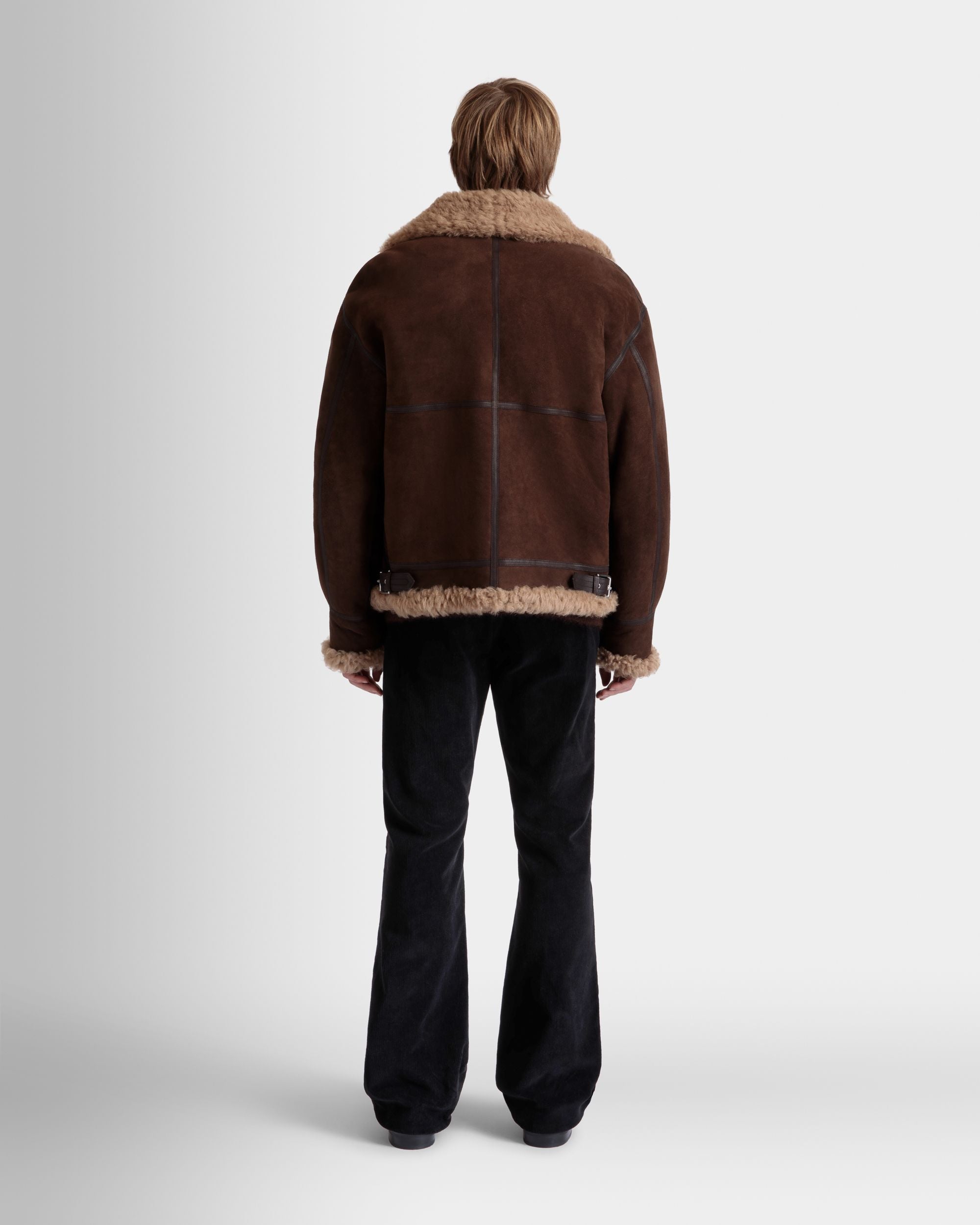 Cazadora De Aviador De Borreguillo Marrón Y Beige - Hombre - Bally - 06