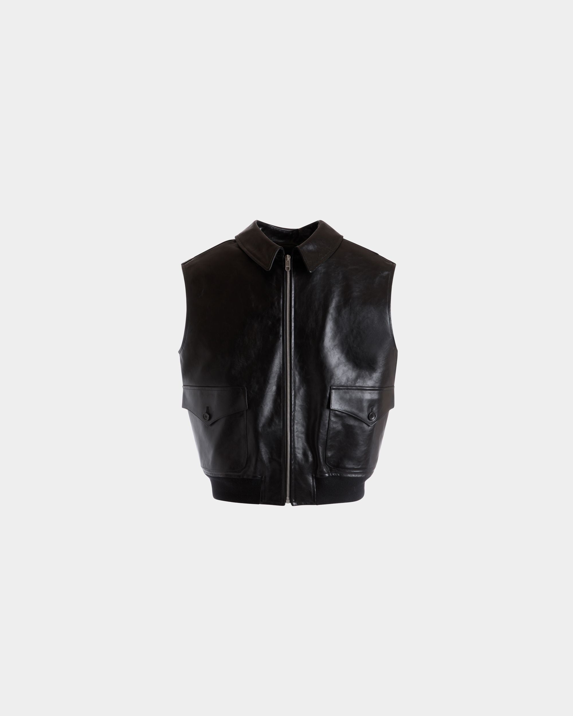 Vest in Black Leather - Men's - Bally - 01