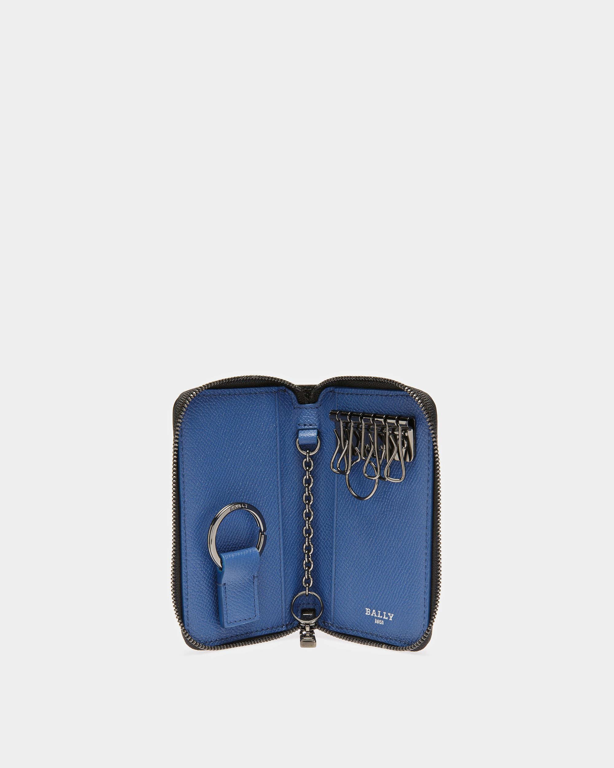 Bitt Leather Key Case In Black And Blue Neon - Men's - Bally - 03