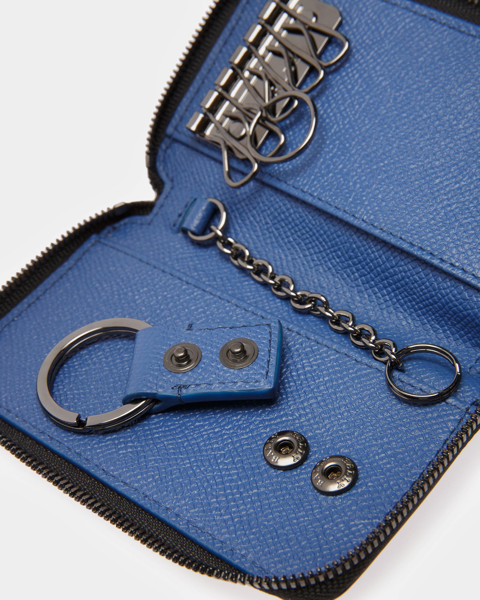Bitt Leather Key Case In Black And Blue Neon - Men's - Bally - 04