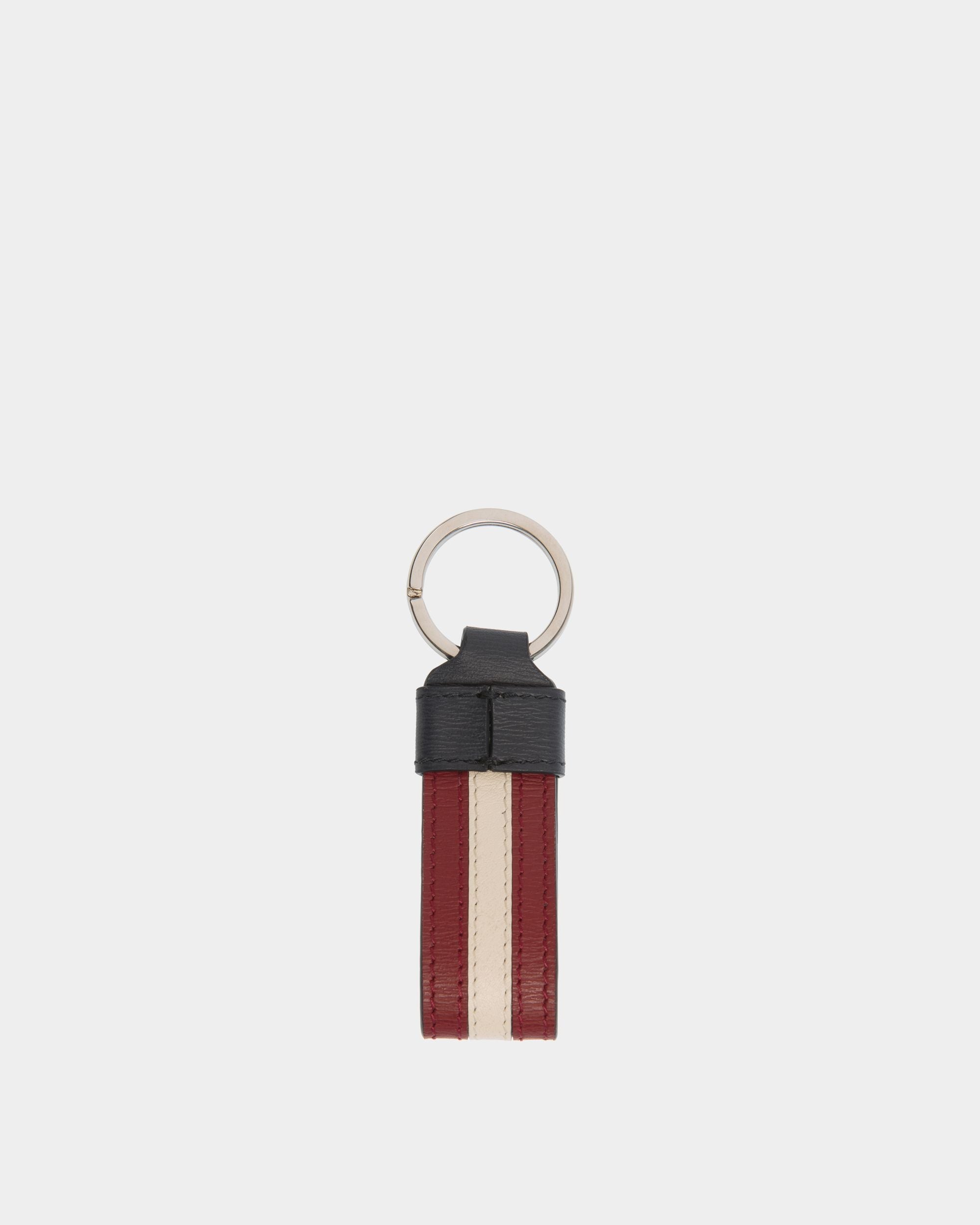 Ribbon Keyring In Navy Blue Leather - Men's - Bally - 02