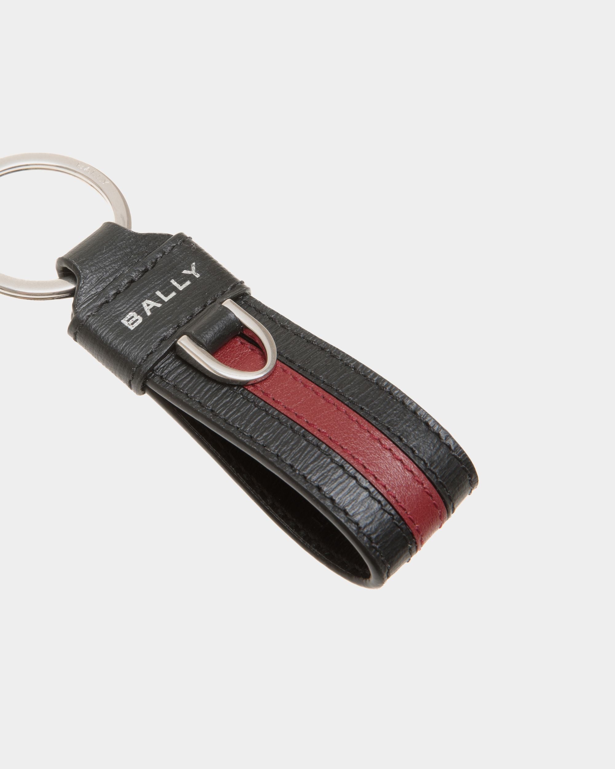 Ribbon Keychains In Black Leather - Men's - Bally - 03
