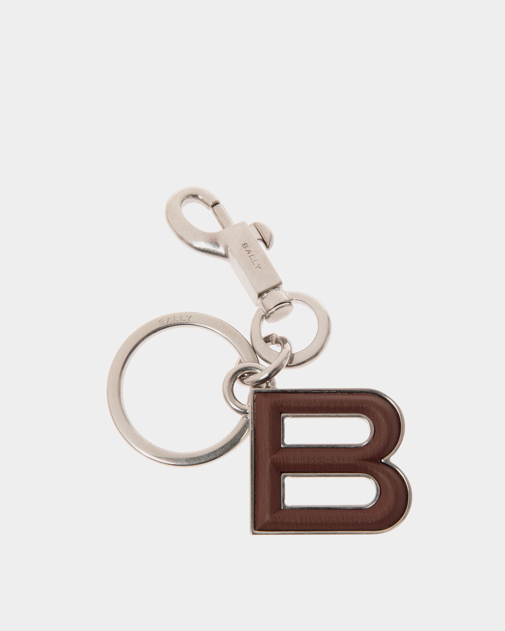 Crossing Keyring In Metal And Brown Leather - Men's - Bally - 01