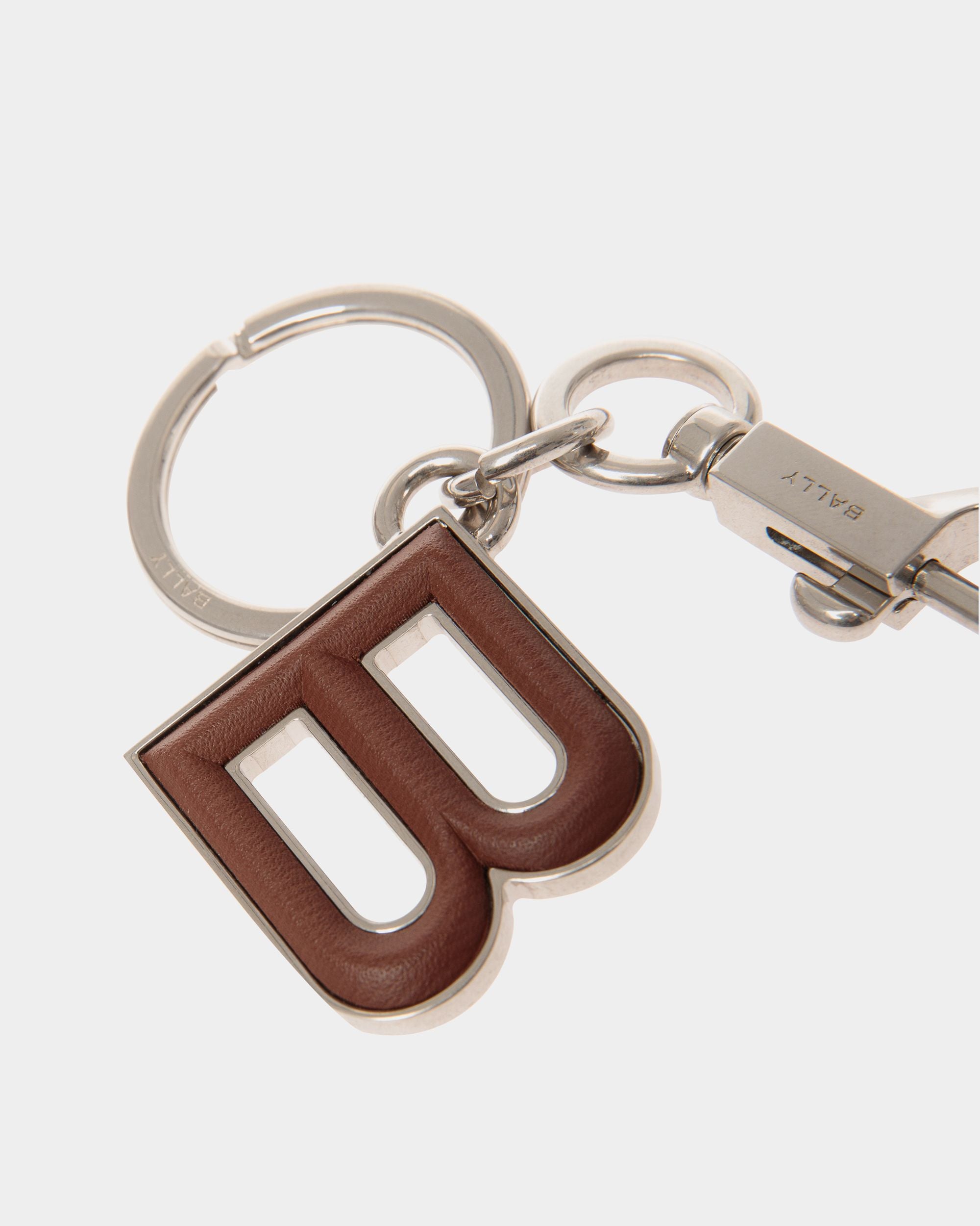 Crossing Keyring In Metal And Brown Leather - Men's - Bally - 03