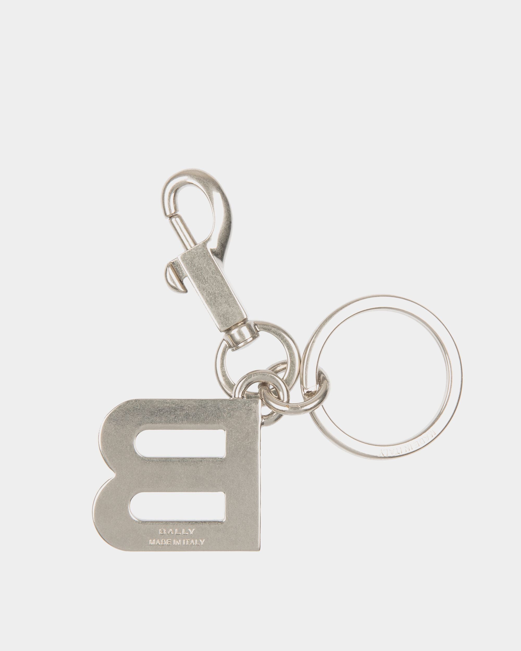 Crossing Keyring In Metal And Black Leather - Men's - Bally - 02