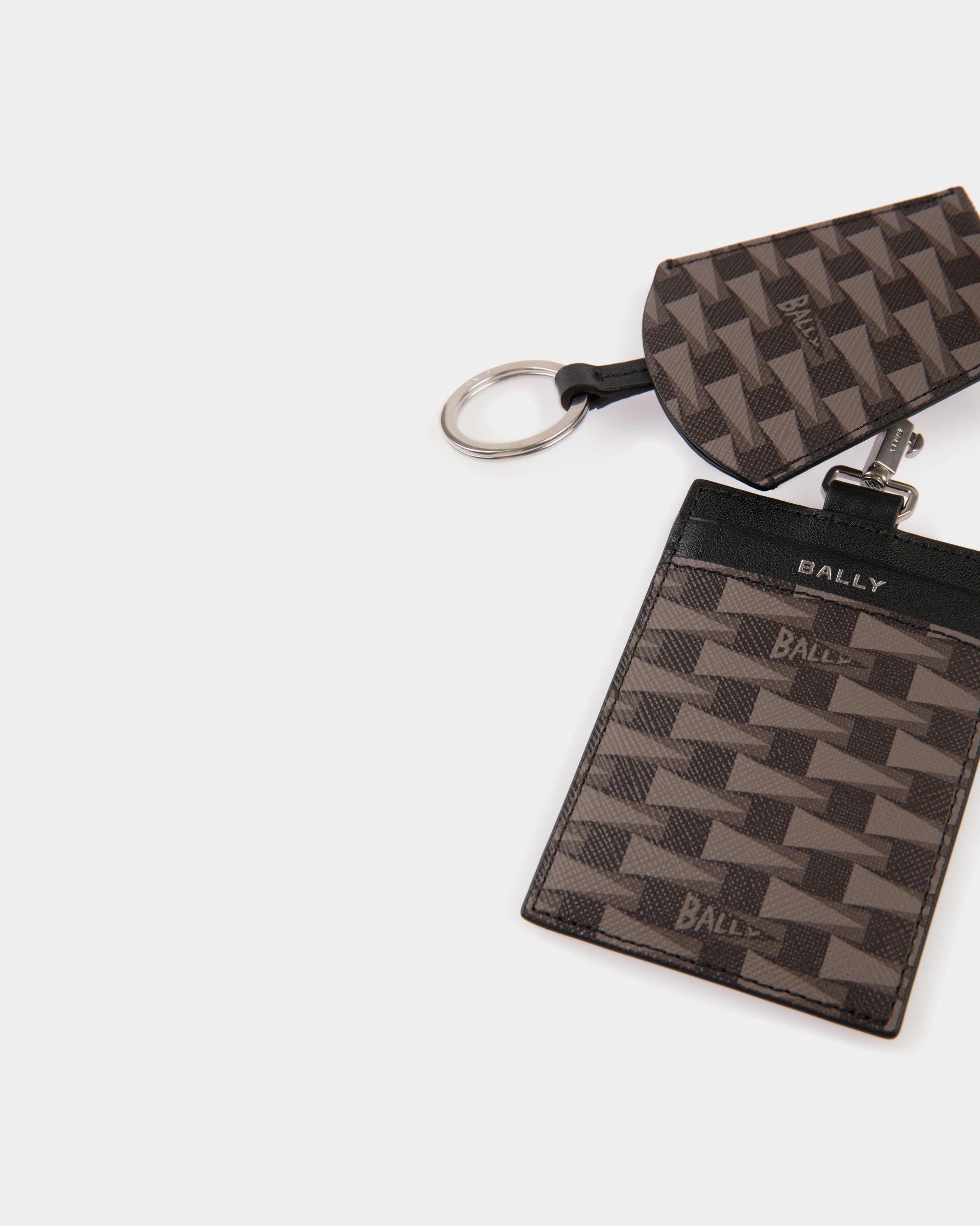 Pennant Keyring in Black Pennant Motif - Men's - Bally - 03