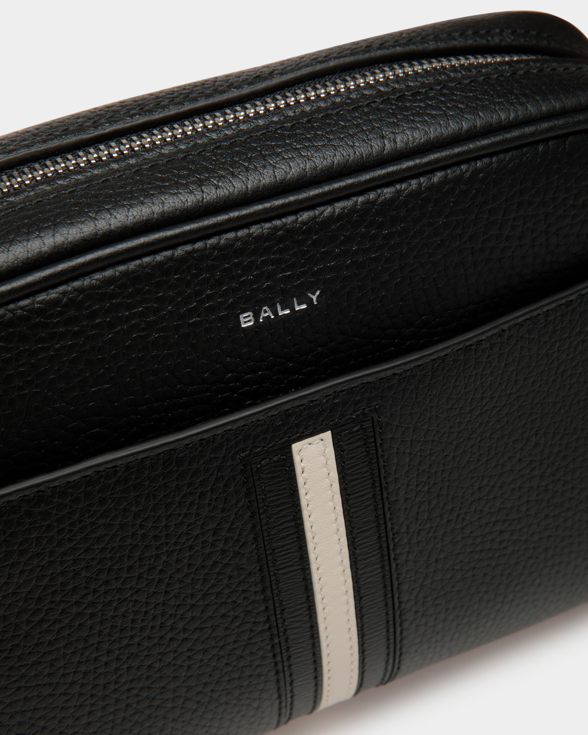 Ribbon Toiletry Bag In Black Leather - Hombre - Bally - 05