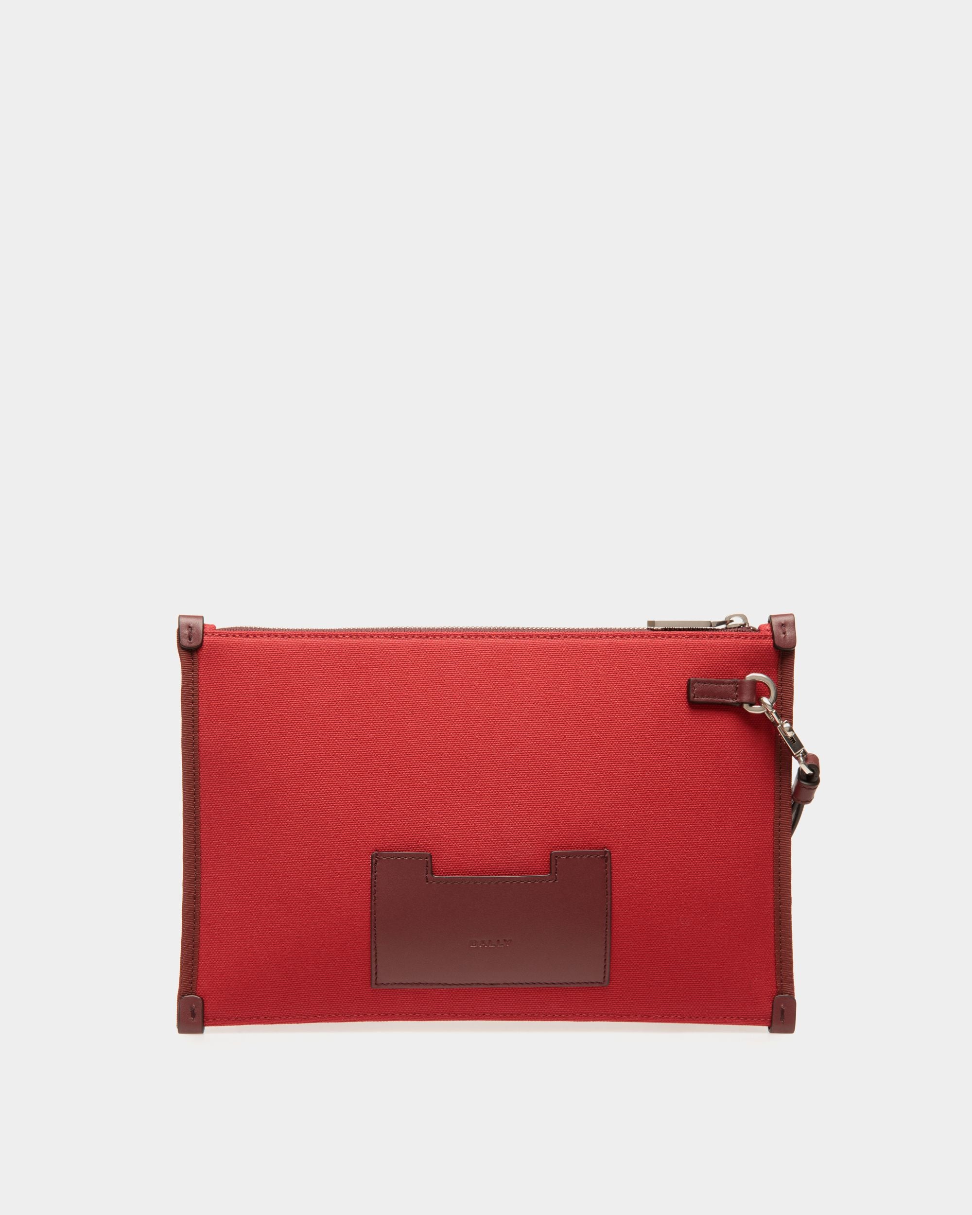 Men s Easy Bally Pochette In Candy Red Cotton Canvas Bally