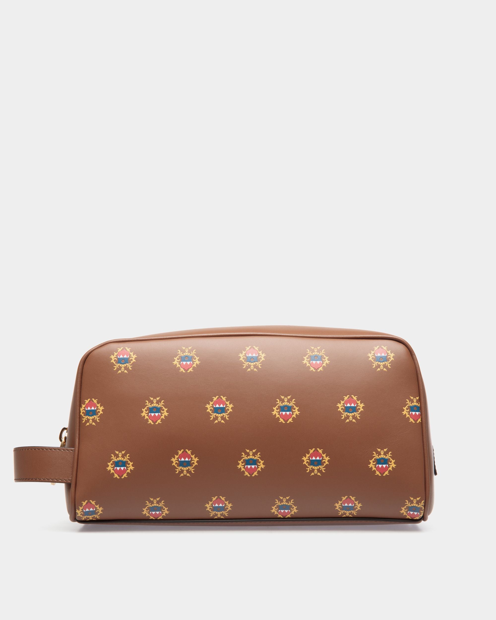 Neceser Easy Bally De Piel Marrón Con Escudo Bally Crest Estampado - Hombre - Bally - 01