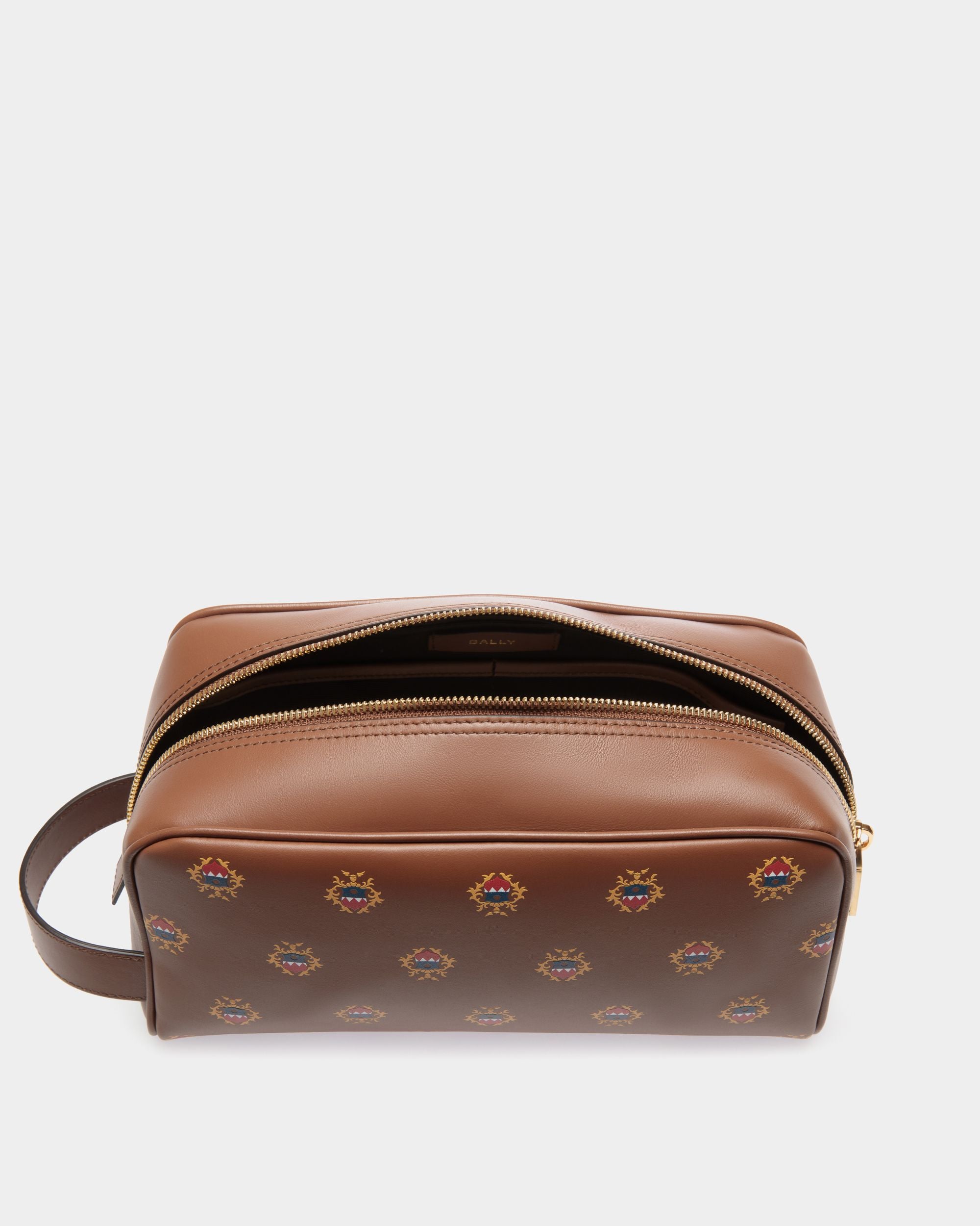 Neceser Easy Bally De Piel Marrón Con Escudo Bally Crest Estampado - Hombre - Bally - 03