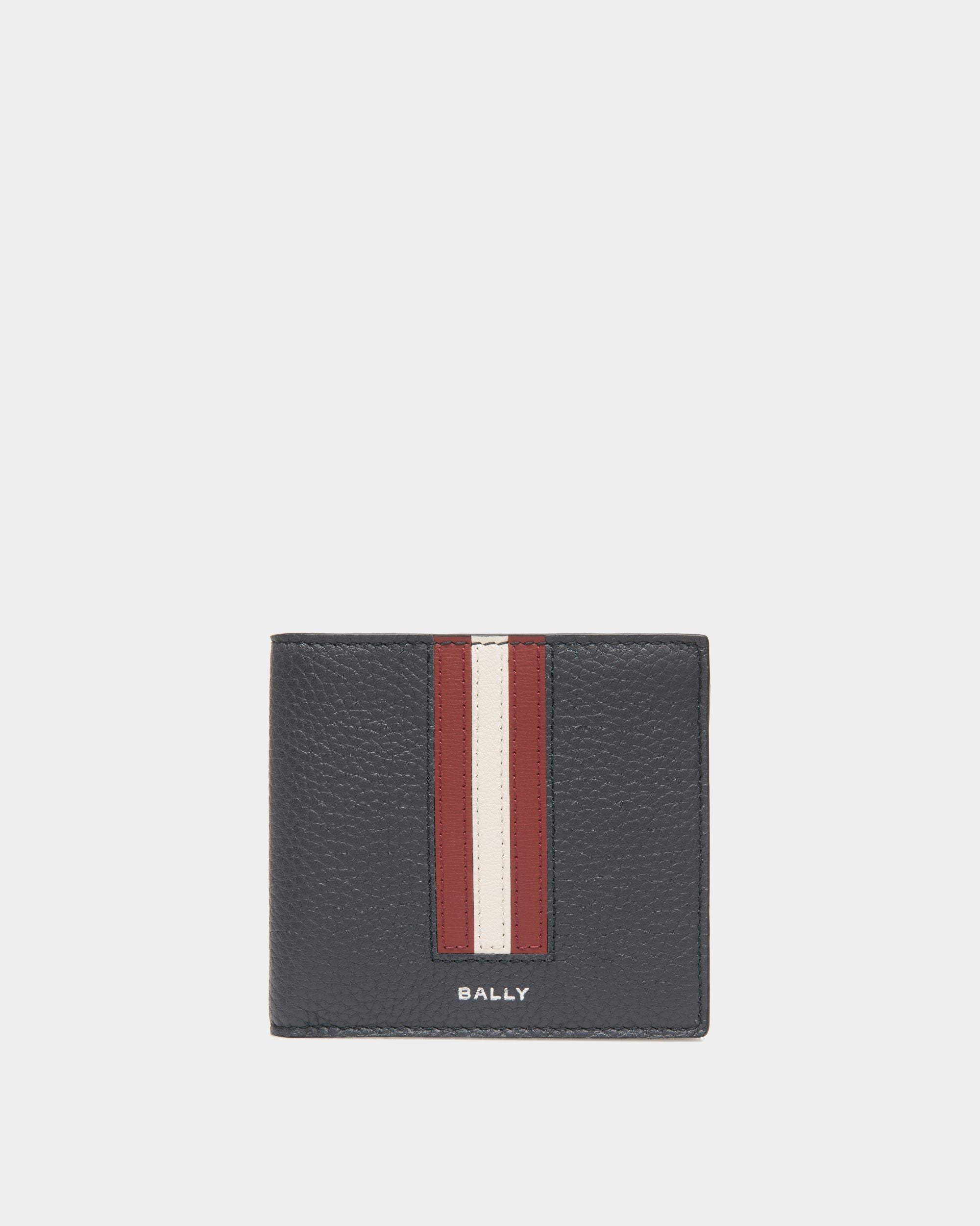 Ribbon Bifold In Navy Blue Leather - Men's - Bally - 01