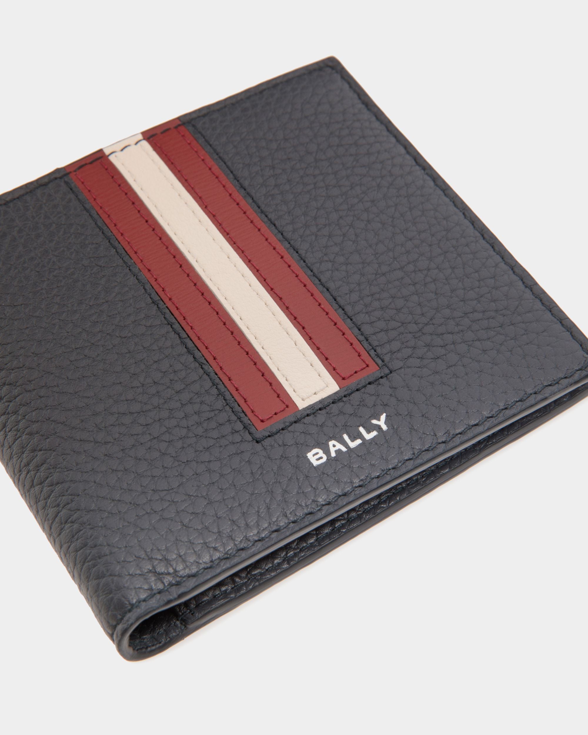 Ribbon Bifold In Navy Blue Leather - Men's - Bally - 03