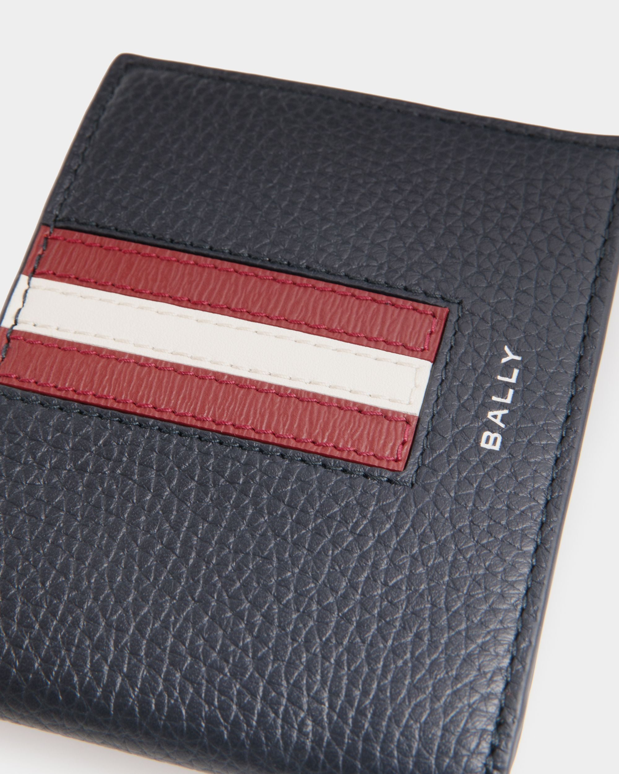 Ribbon Bifold In Navy Blue Leather - Men's - Bally - 01