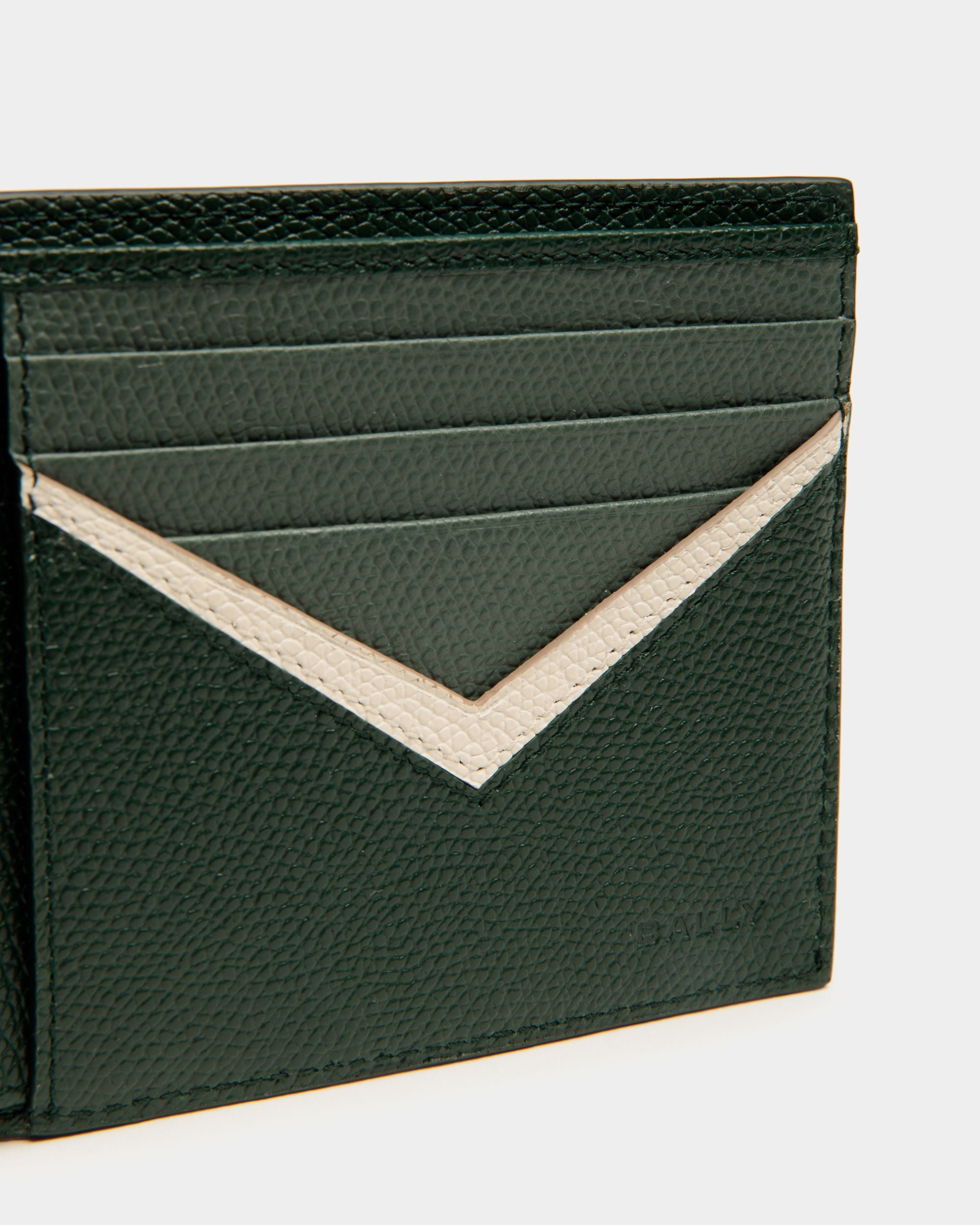 Flag Bifold in Bottle Green Leather - Men's - Bally - 04