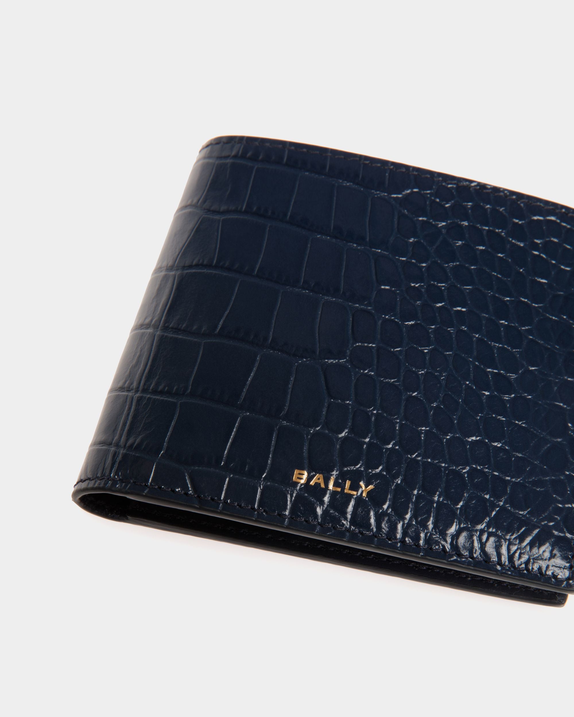 Cartera Plegable Busy Bally De Piel Gofrada Navy Blue - Hombre - Bally - 04
