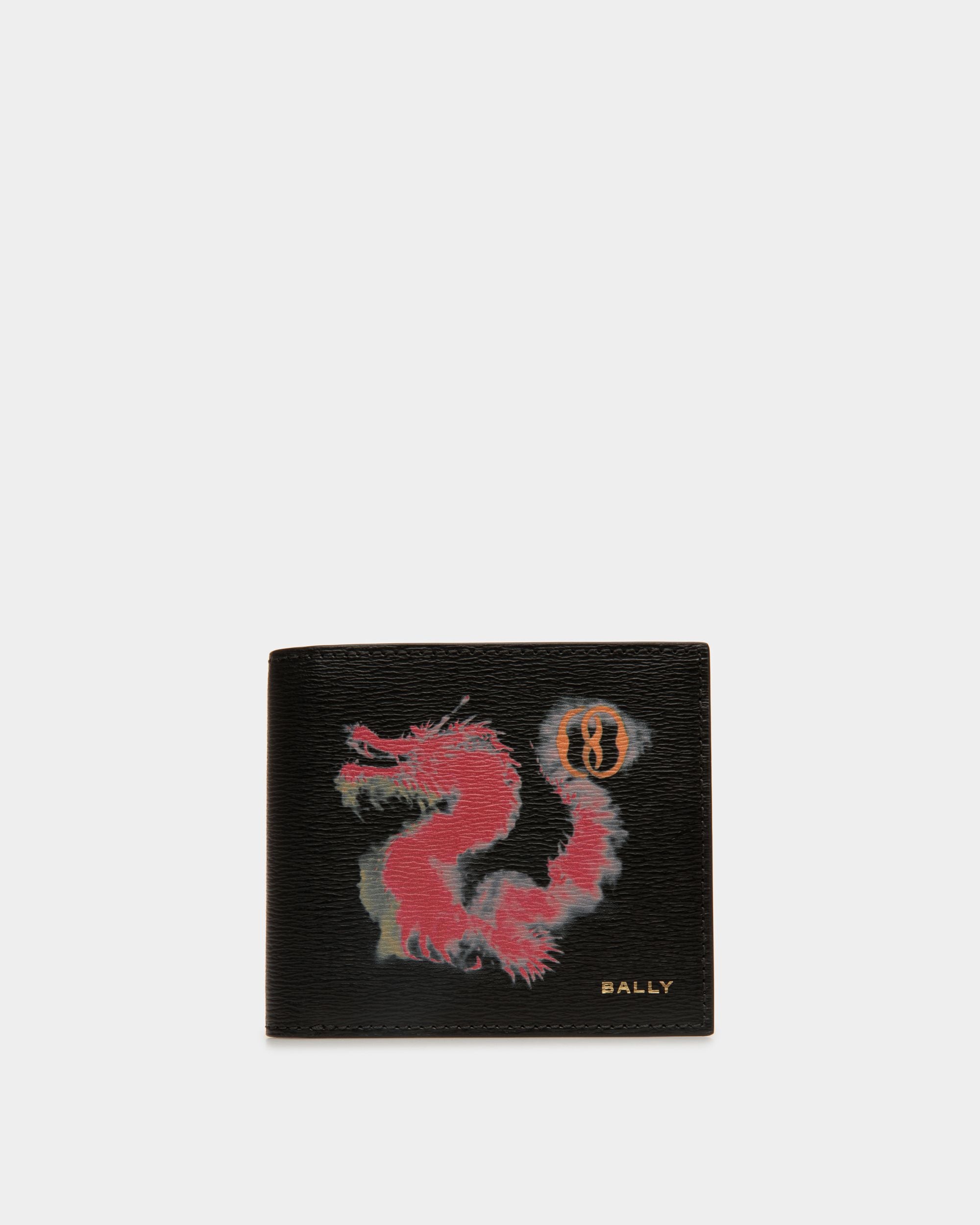 Cartera Plegable Cny De Piel Granulada En Negro Y Rojo - Hombre - Bally - 01