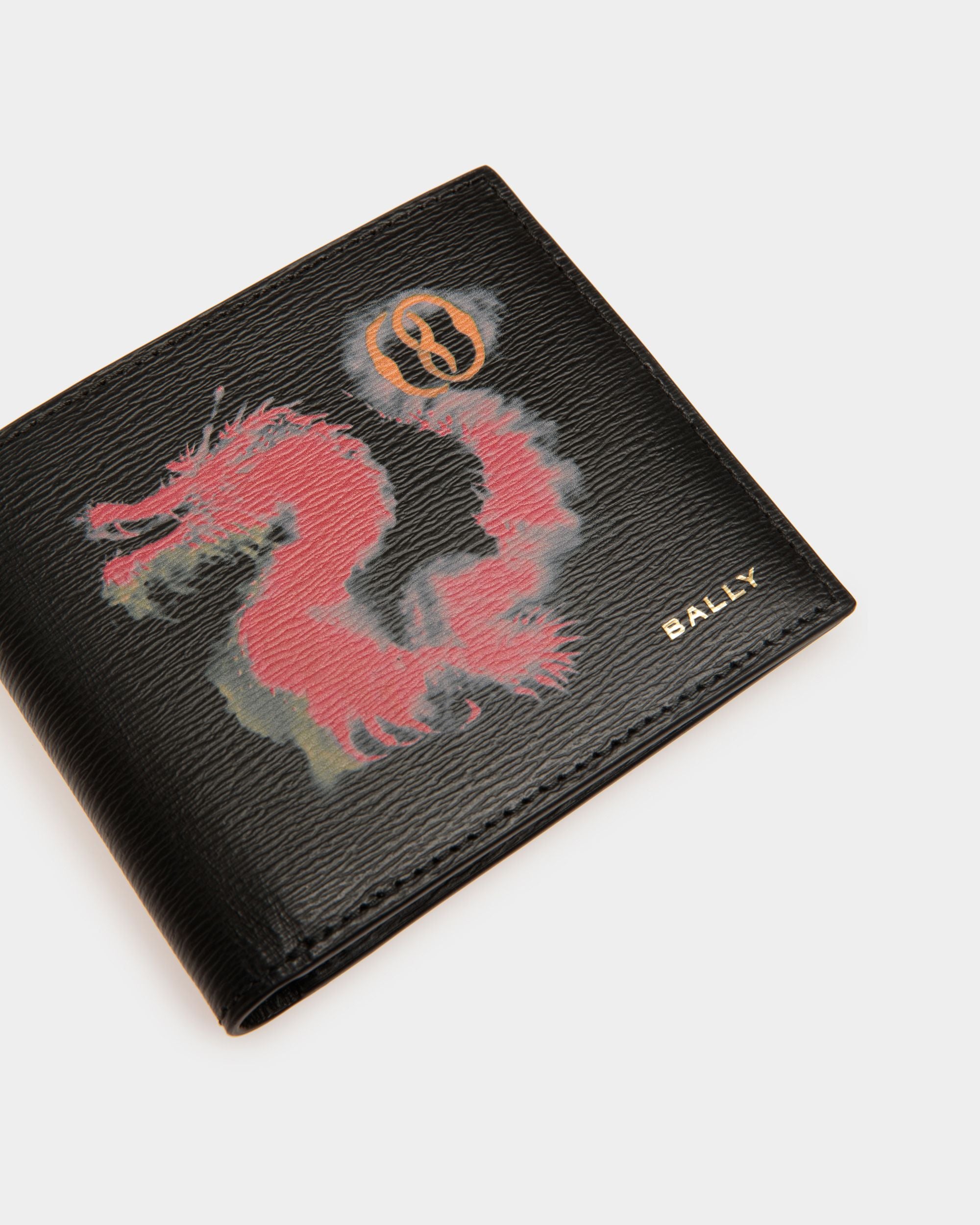 Cartera Plegable Cny De Piel Granulada En Negro Y Rojo - Hombre - Bally - 04