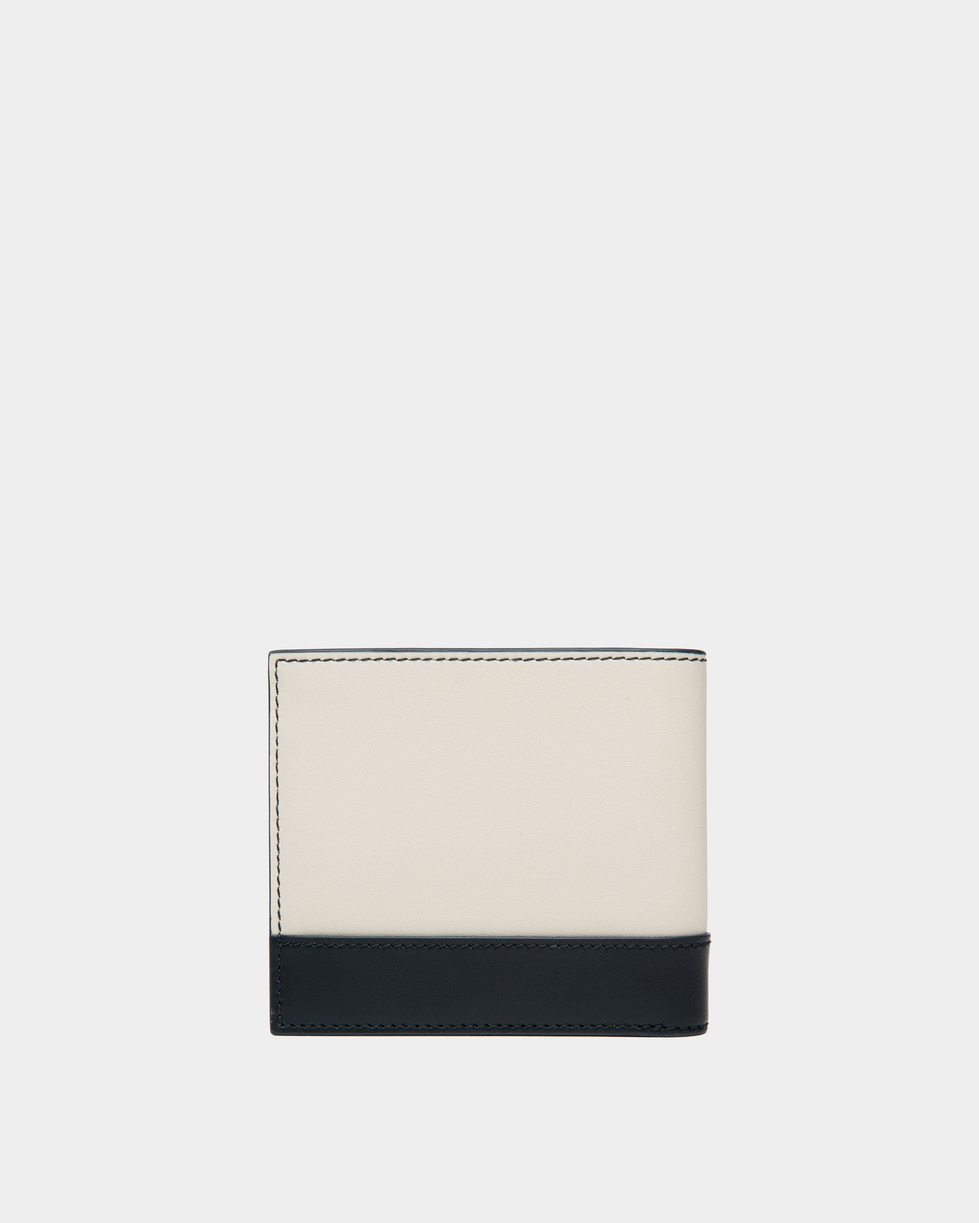 Summer Capsule Bifold In White And Navy Blue Leather - Men's - Bally - 02