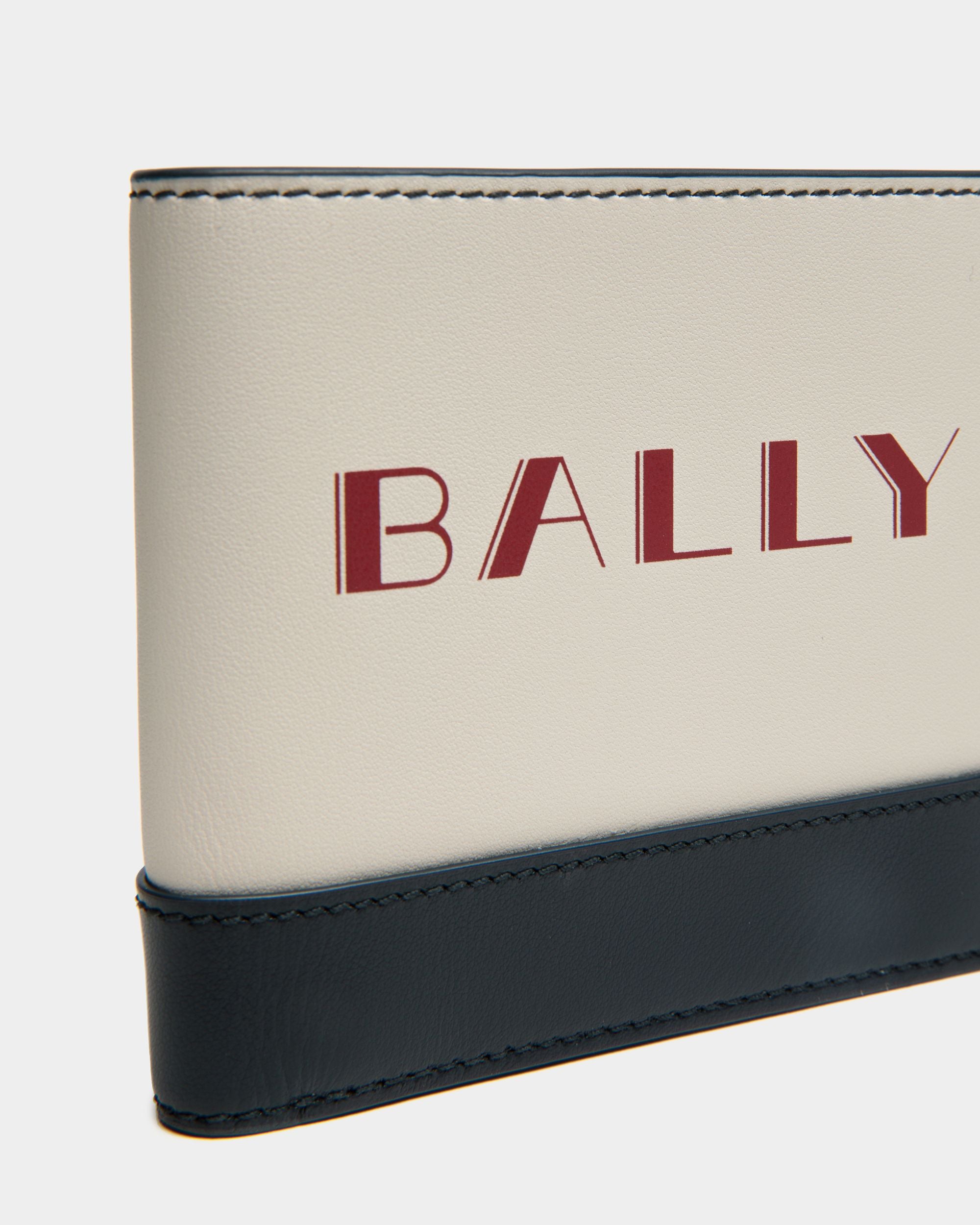 Summer Capsule Bifold In White And Navy Blue Leather - Men's - Bally - 04