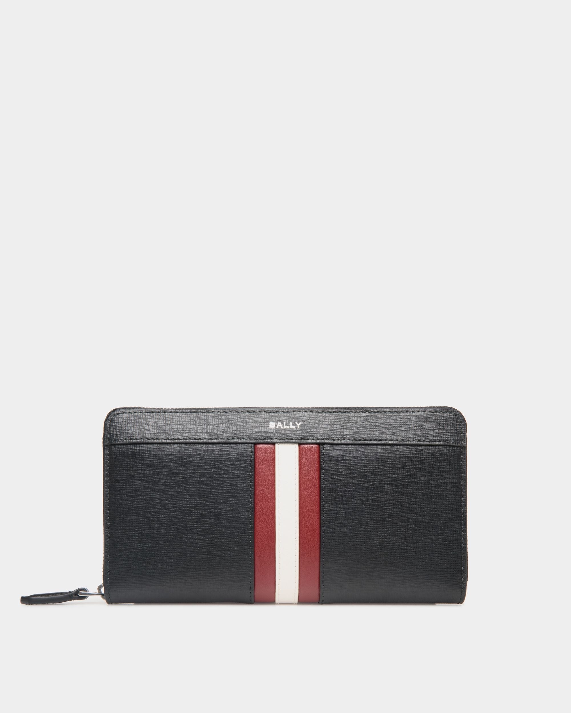 Cartera Con Cremallera Alrededor Mythos De Piel Reciclada Negra - Hombre - Bally - 01