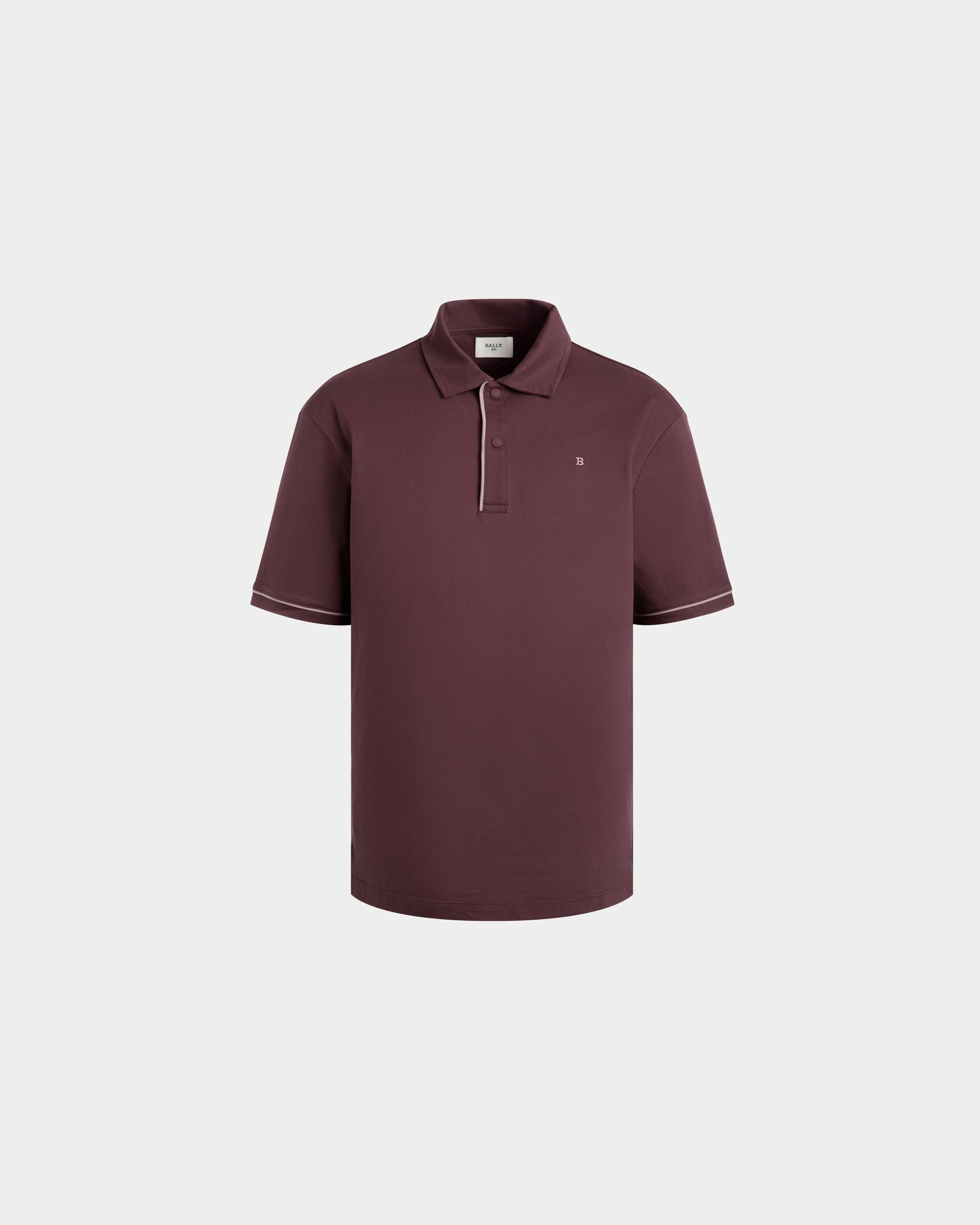 Polo Shirt in Burgundy Piqué-Knit Cotton - Men's - Bally - 01