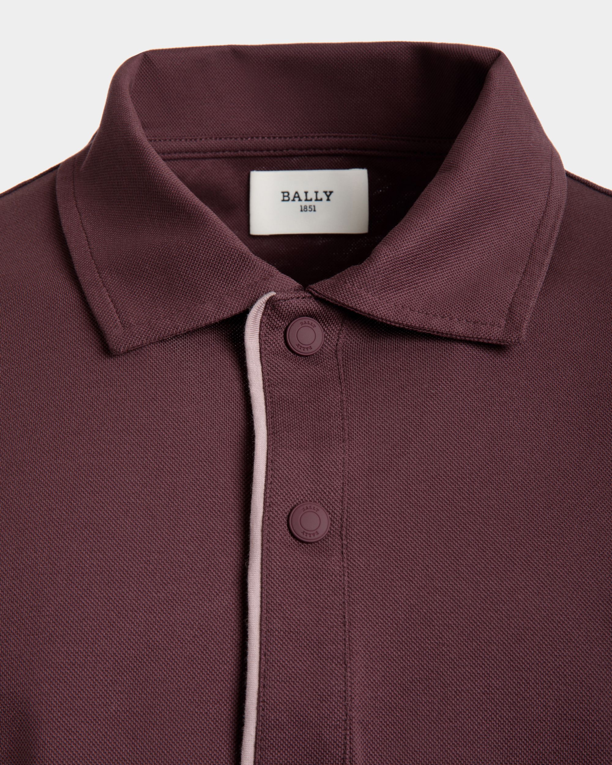 Polo Shirt in Burgundy Piqué-Knit Cotton - Men's - Bally - 02