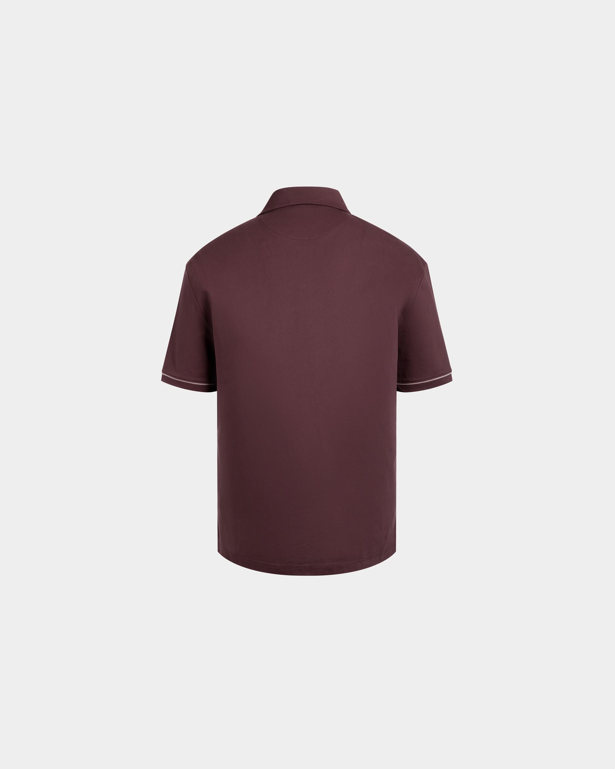 Polo Shirt in Burgundy Piqué-Knit Cotton - Men's - Bally - 03
