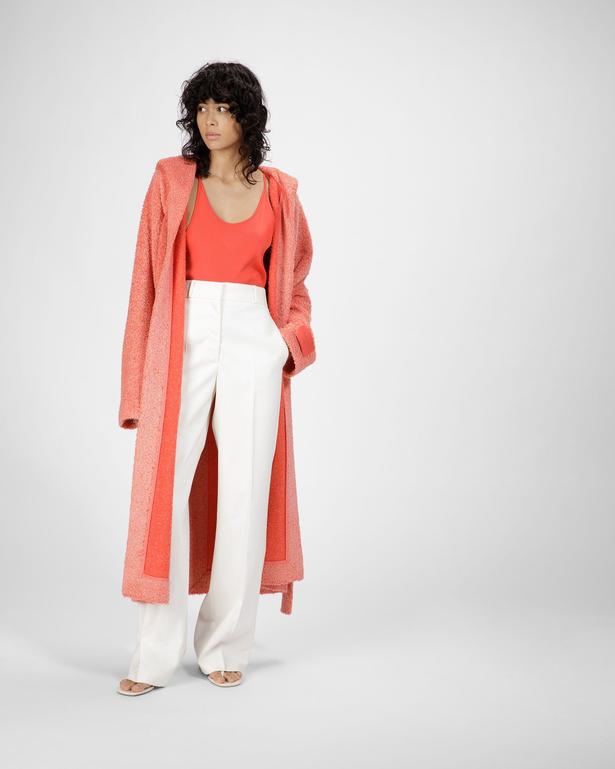 Alpaca Wool Coat In Orange - Women's - Bally - 07