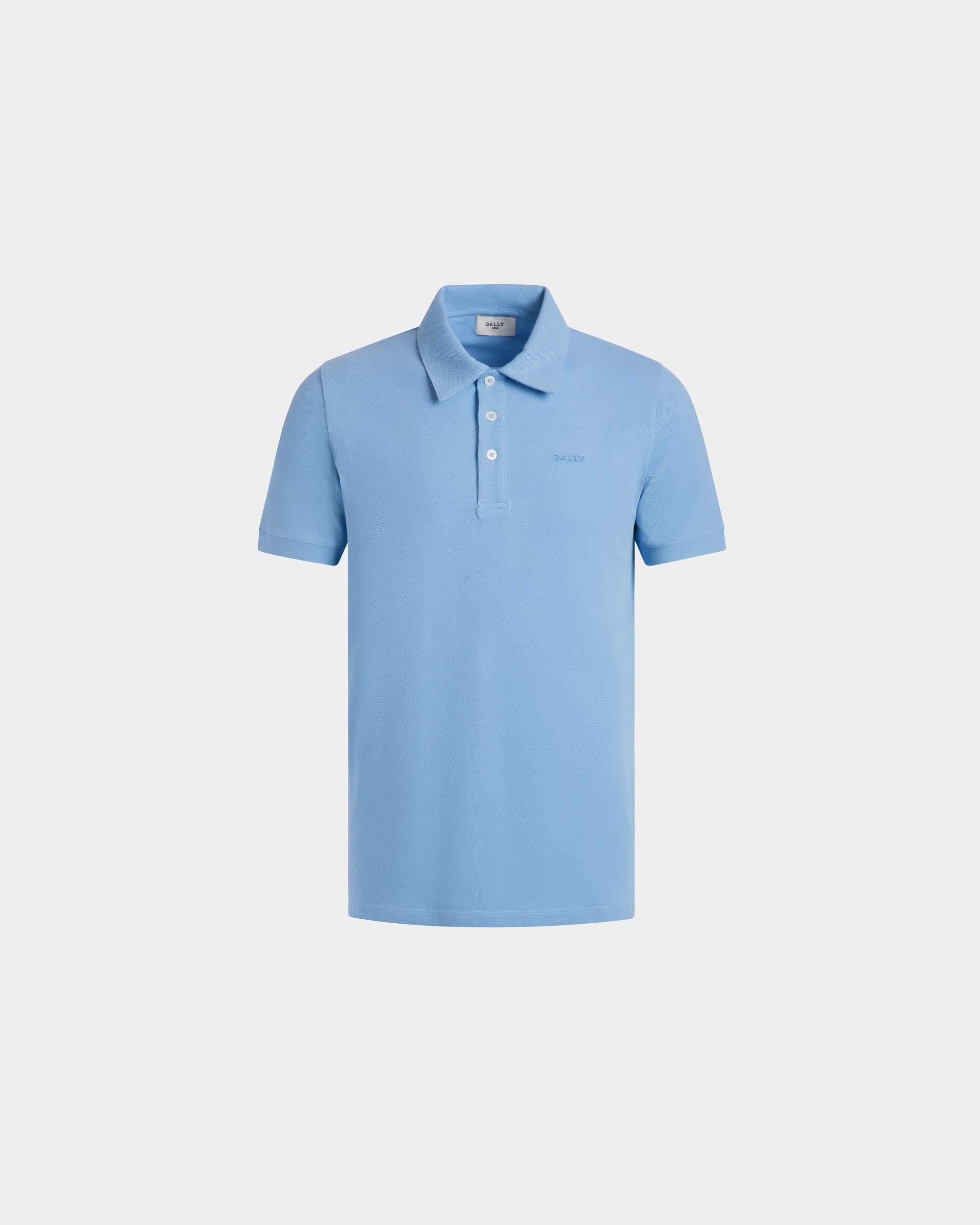 Polo Shirt in Blue Piqué-Knit Cotton - Men's - Bally - 01