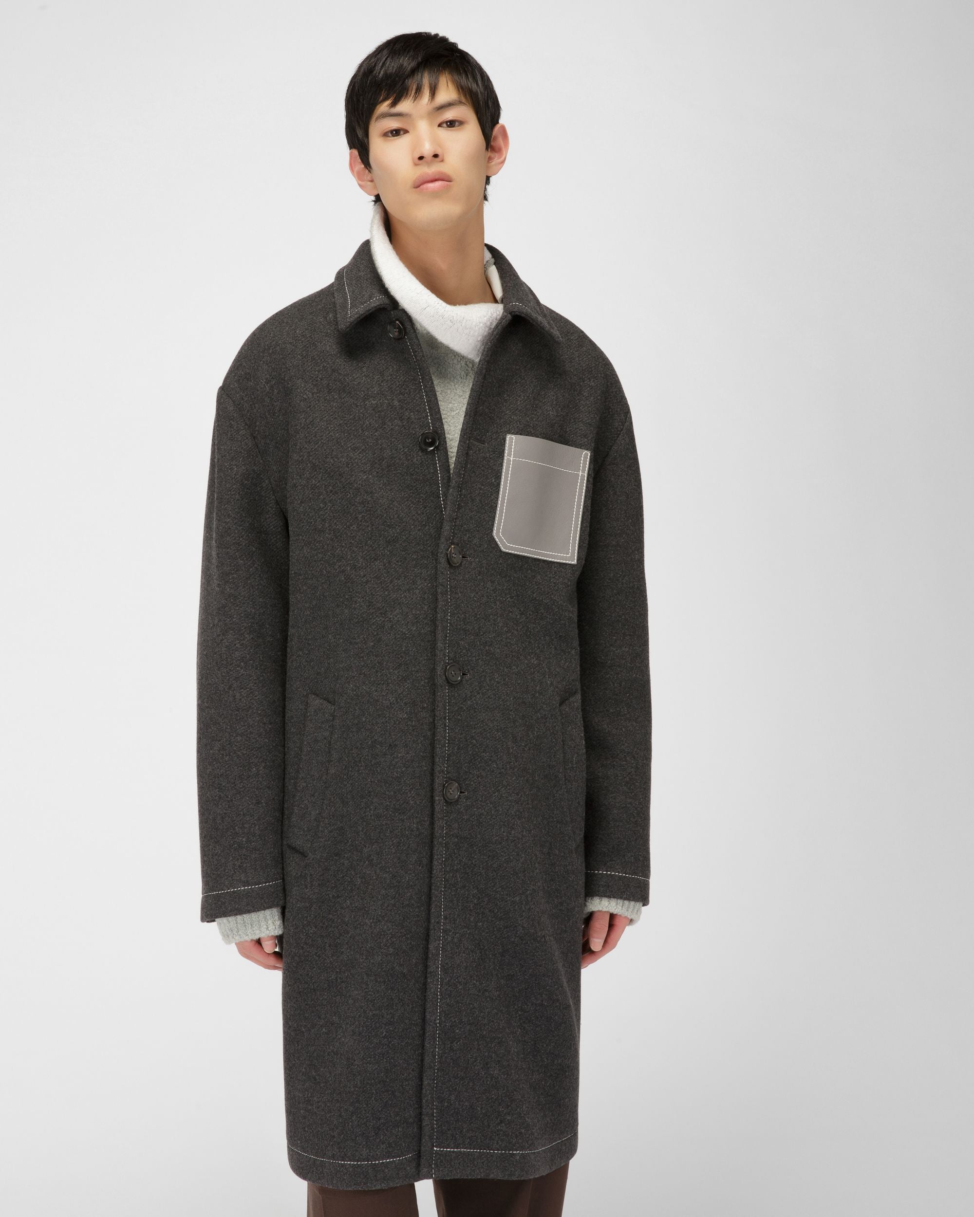 Abrigo Con Bolsillo En Cuero - Hombre - Bally - 01