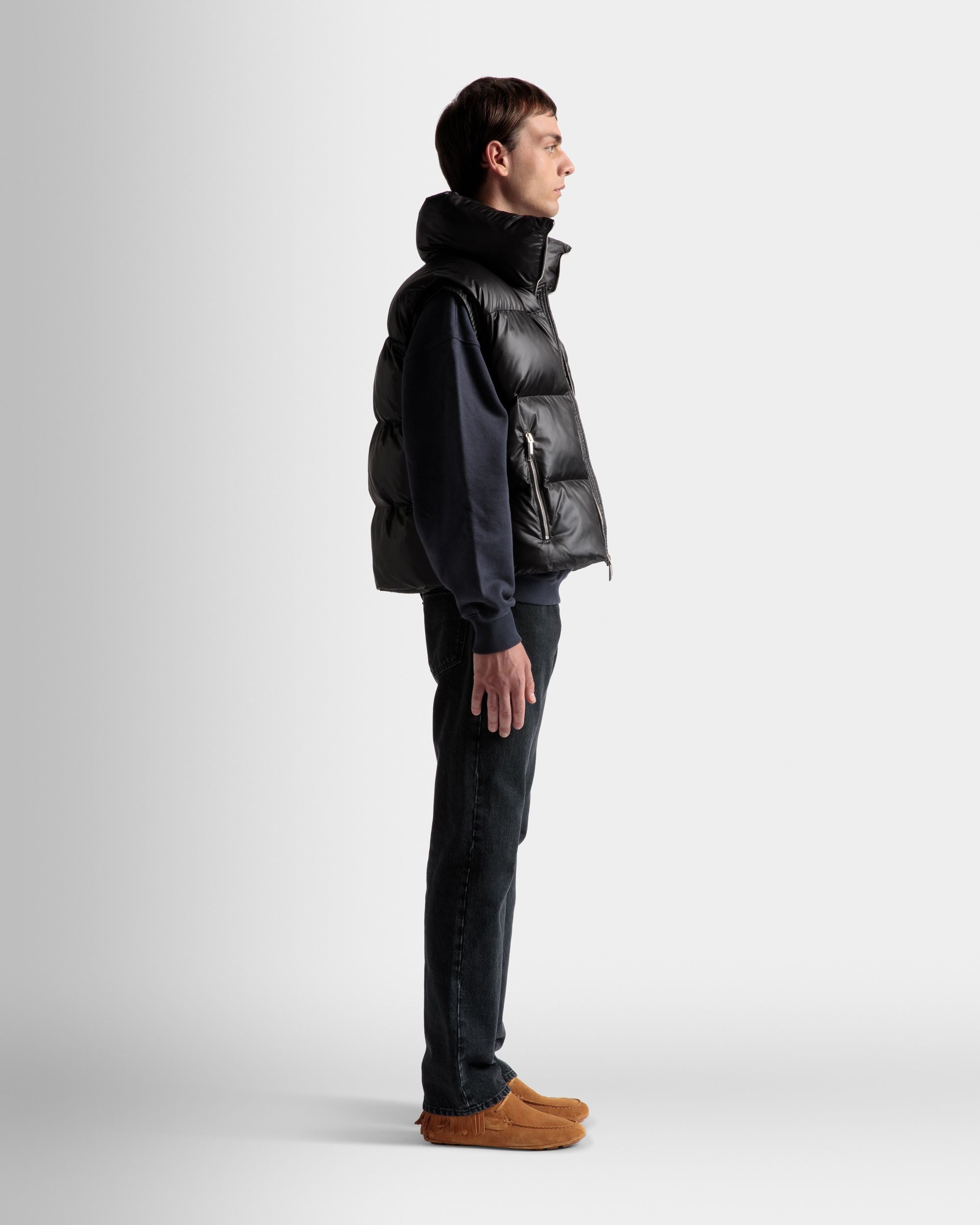 High Neck Puffer Gilet In Black Nylon - Men's - Bally - 05