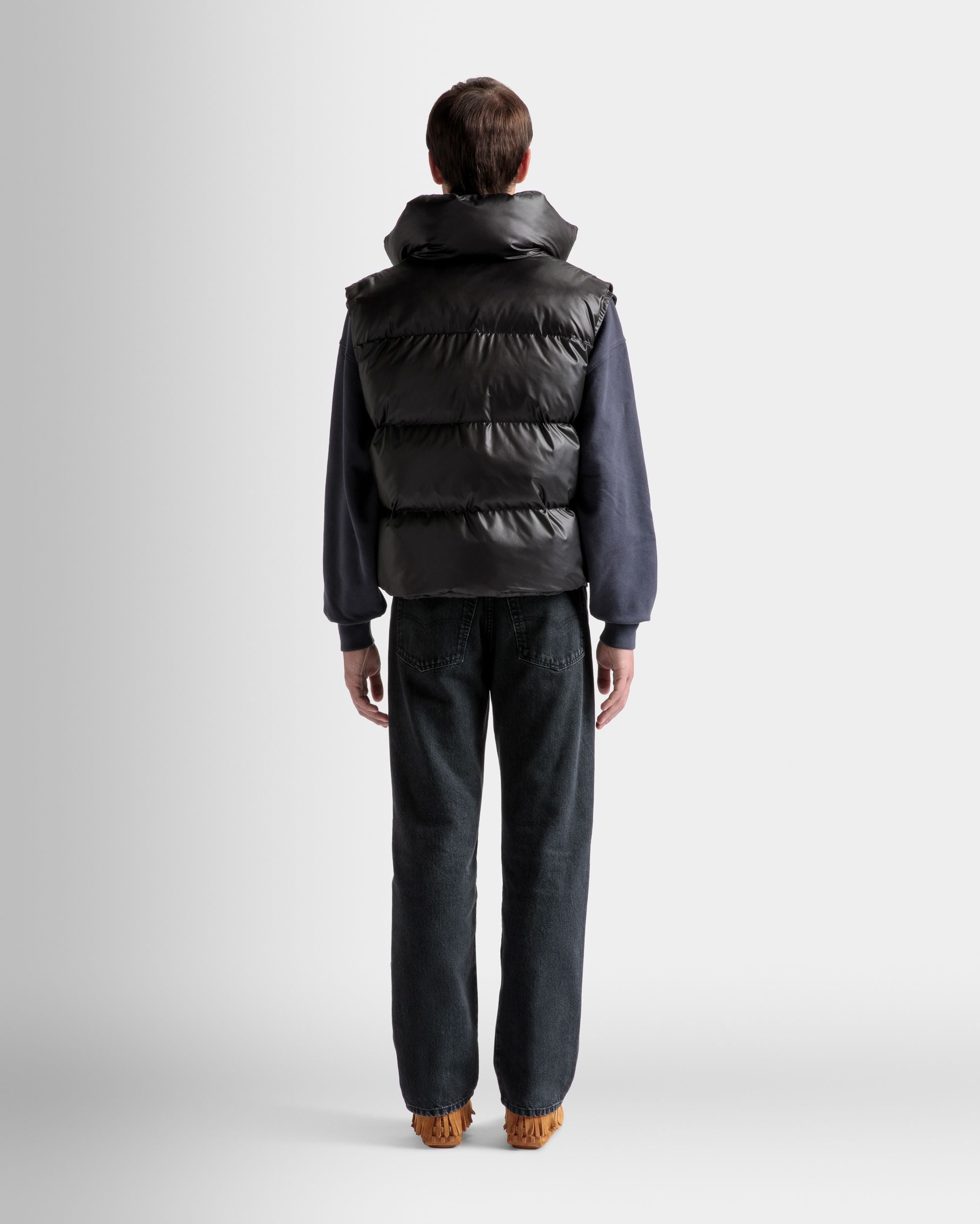 High Neck Puffer Gilet In Black Nylon - Men's - Bally - 06