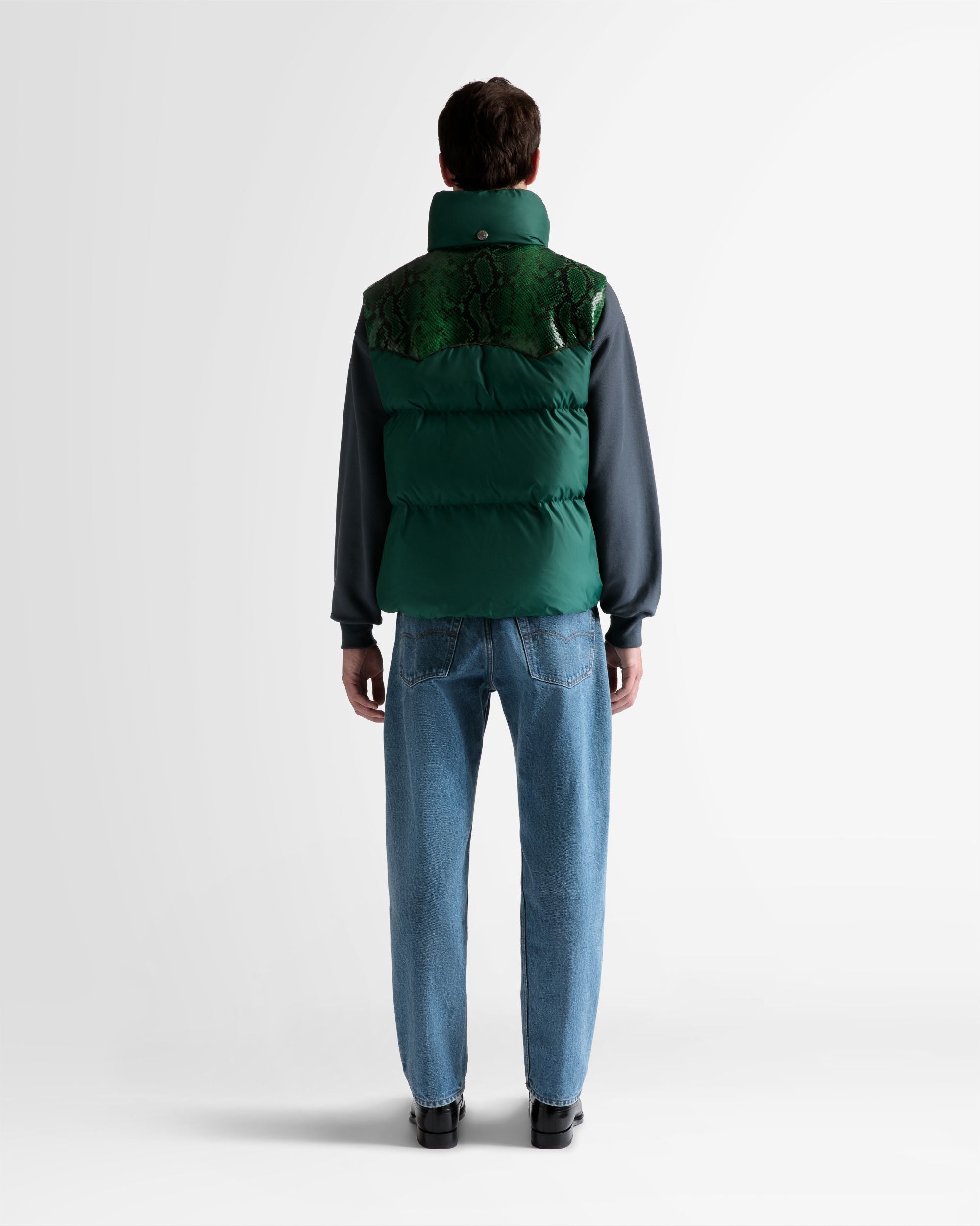 High Neck Puffer Gilet In Kelly Green Nylon - Men's - Bally - 06