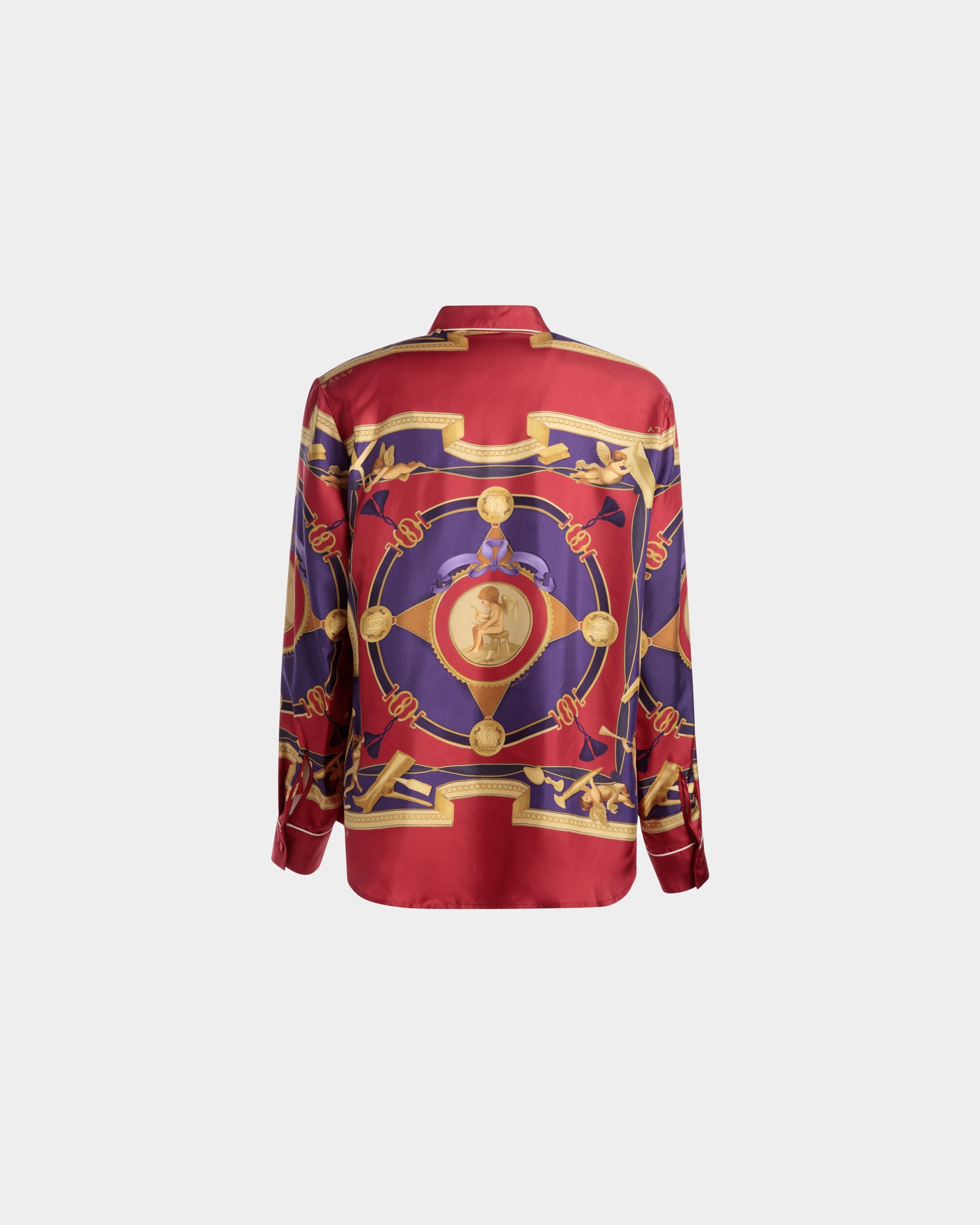 Printed Shirt In Purple And Red Silk - Men's - Bally - 07