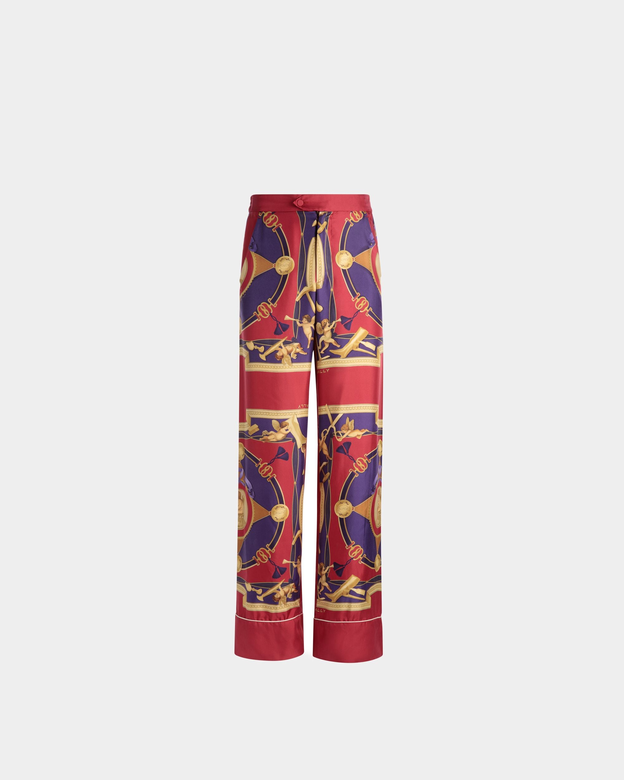 Wide Leg Trousers In Deep Red Silk - Men's - Bally - 01