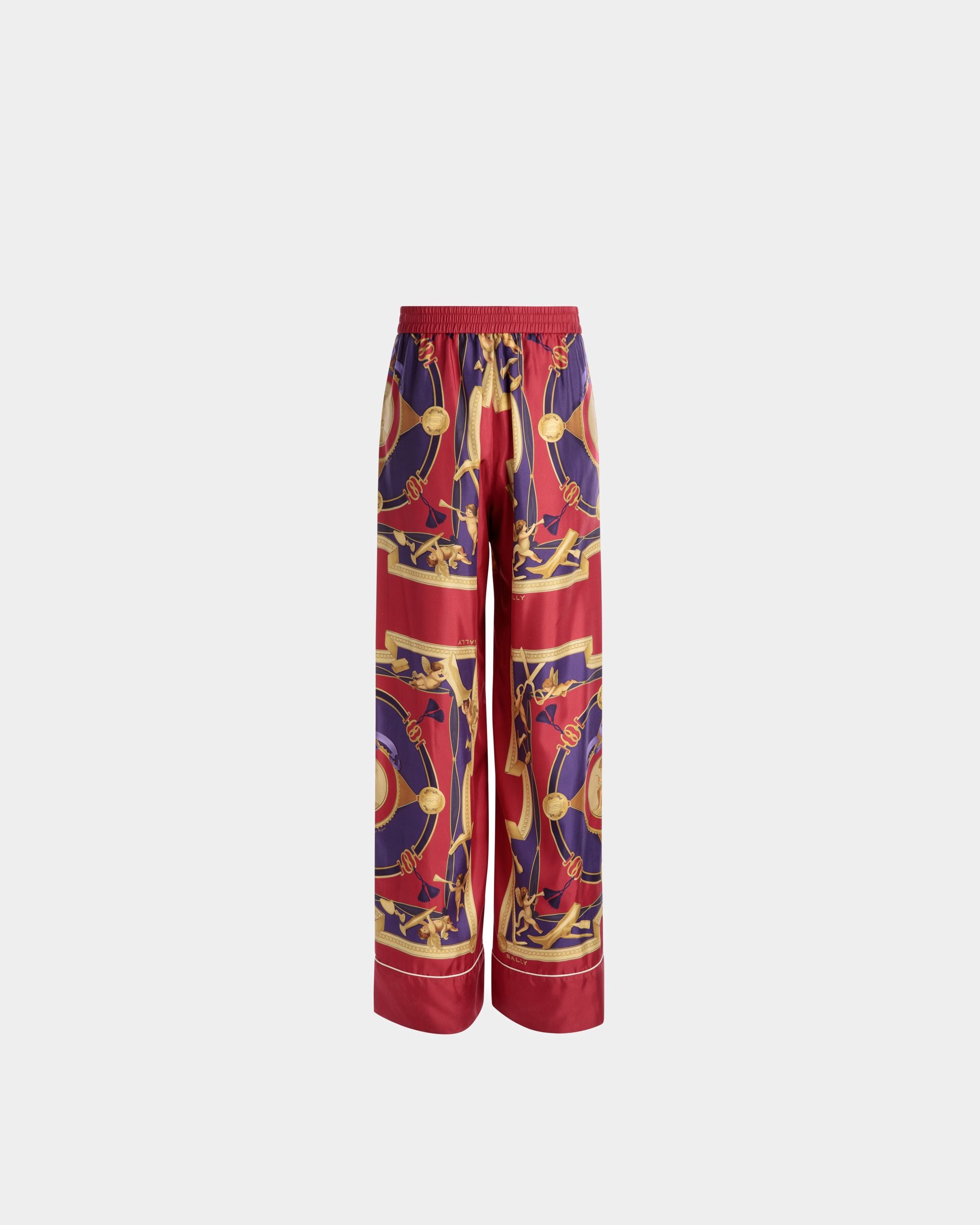 Wide Leg Trousers In Deep Red Silk - Men's - Bally - 07
