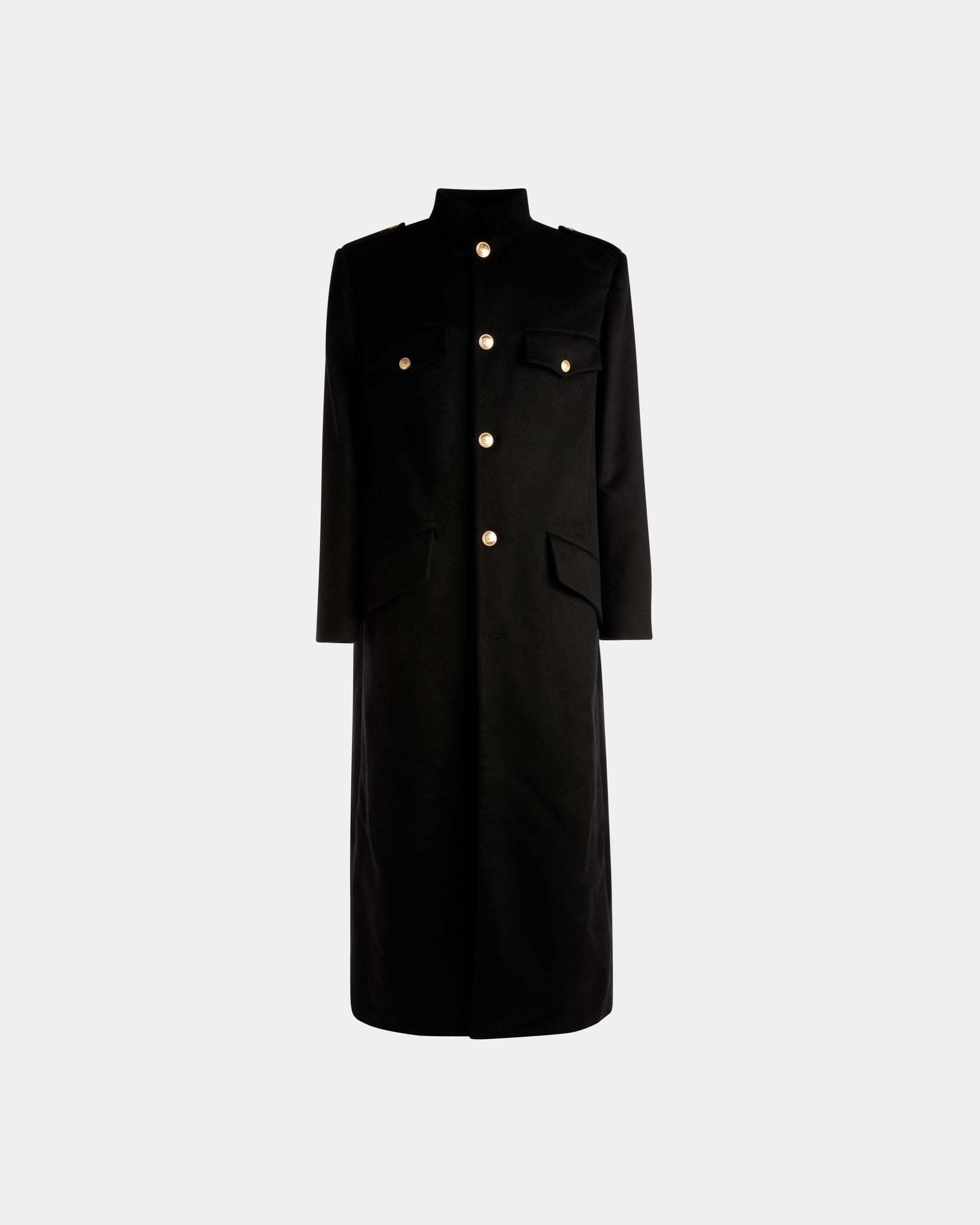 Abrigo Utility Largo De Lana En Negro - Hombre - Bally - 01