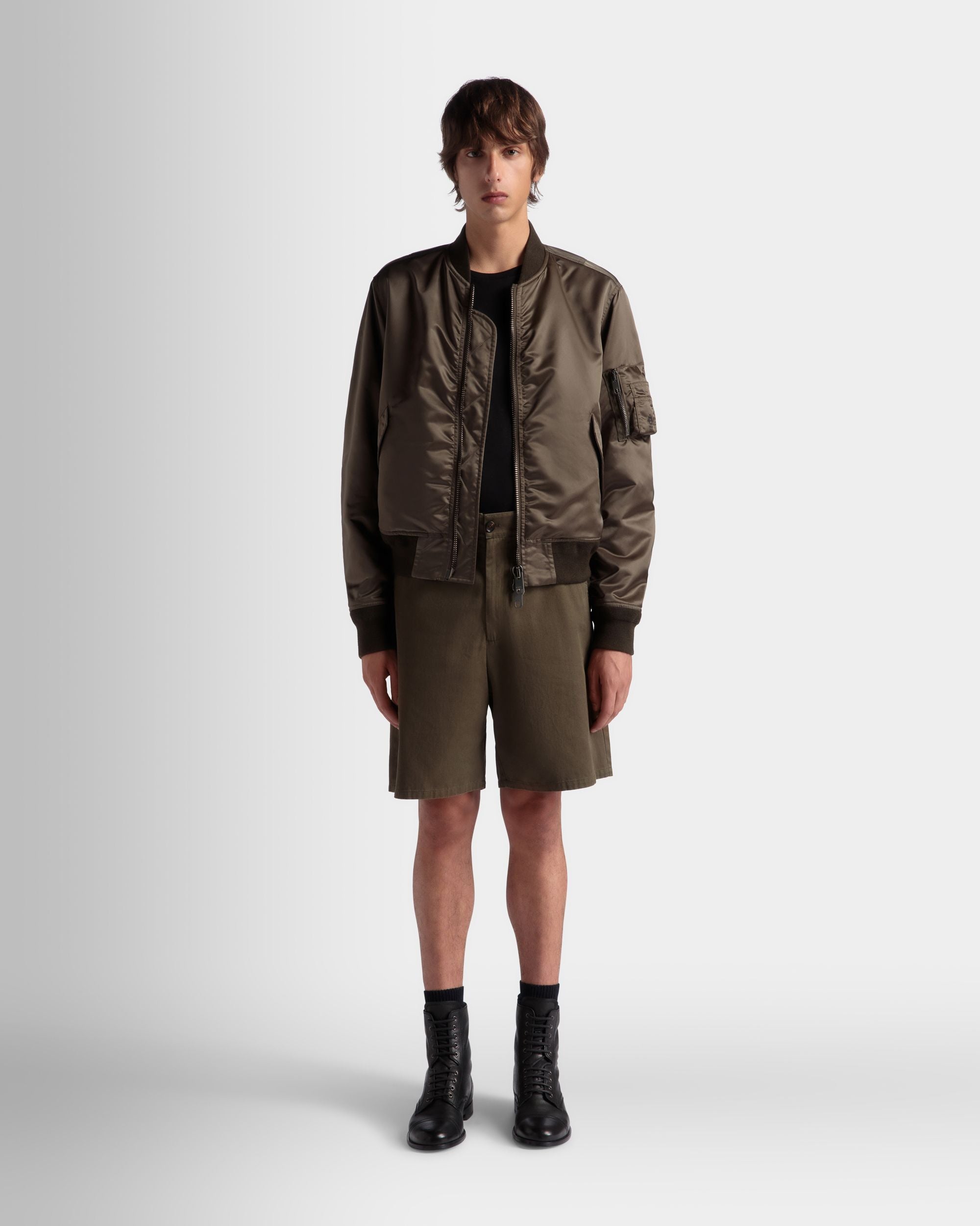 Adrien Brody Travel Collection Bomber In Military Green Nylon - Men's - Bally - 02