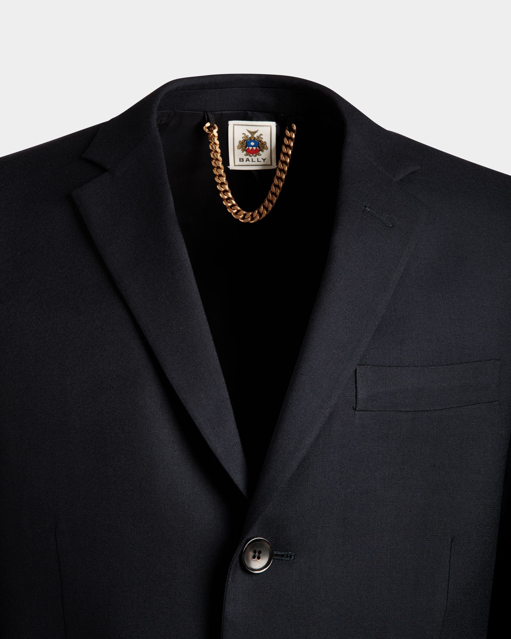 Adrien Brody Travel Collection Single-Breasted Blazer In Navy Blue Wool - Men's - Bally - 05