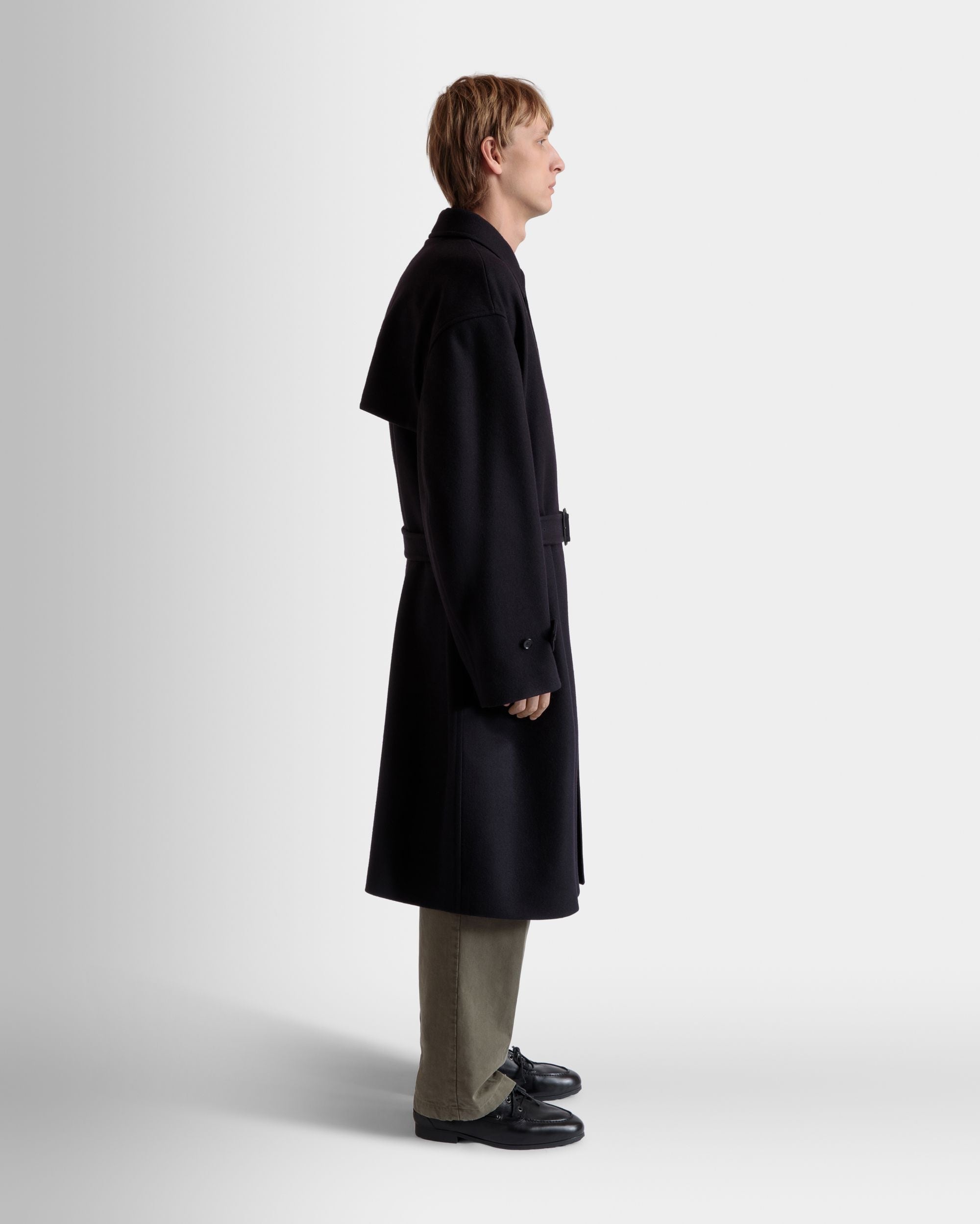 Single-breasted Coat In Navy Blue Wool Blend - Men's - Bally - 07
