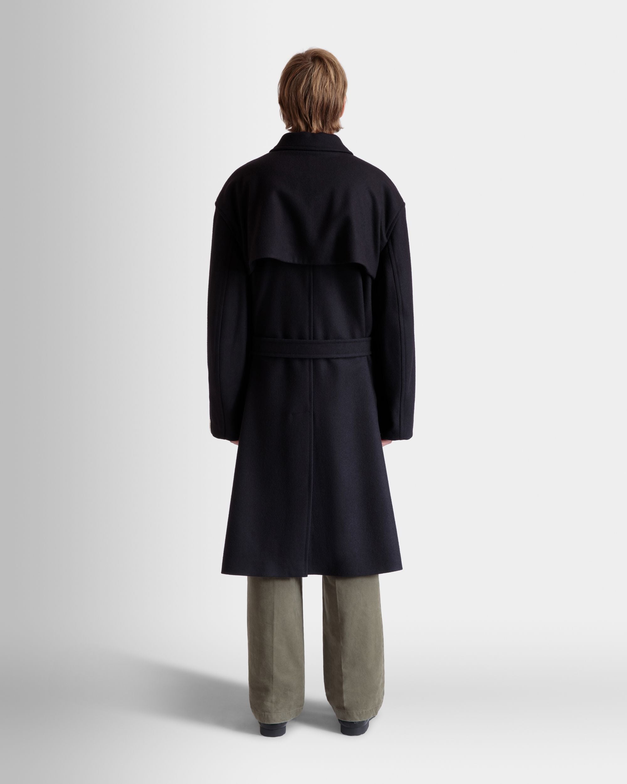 Single-breasted Coat In Navy Blue Wool Blend - Men's - Bally - 08