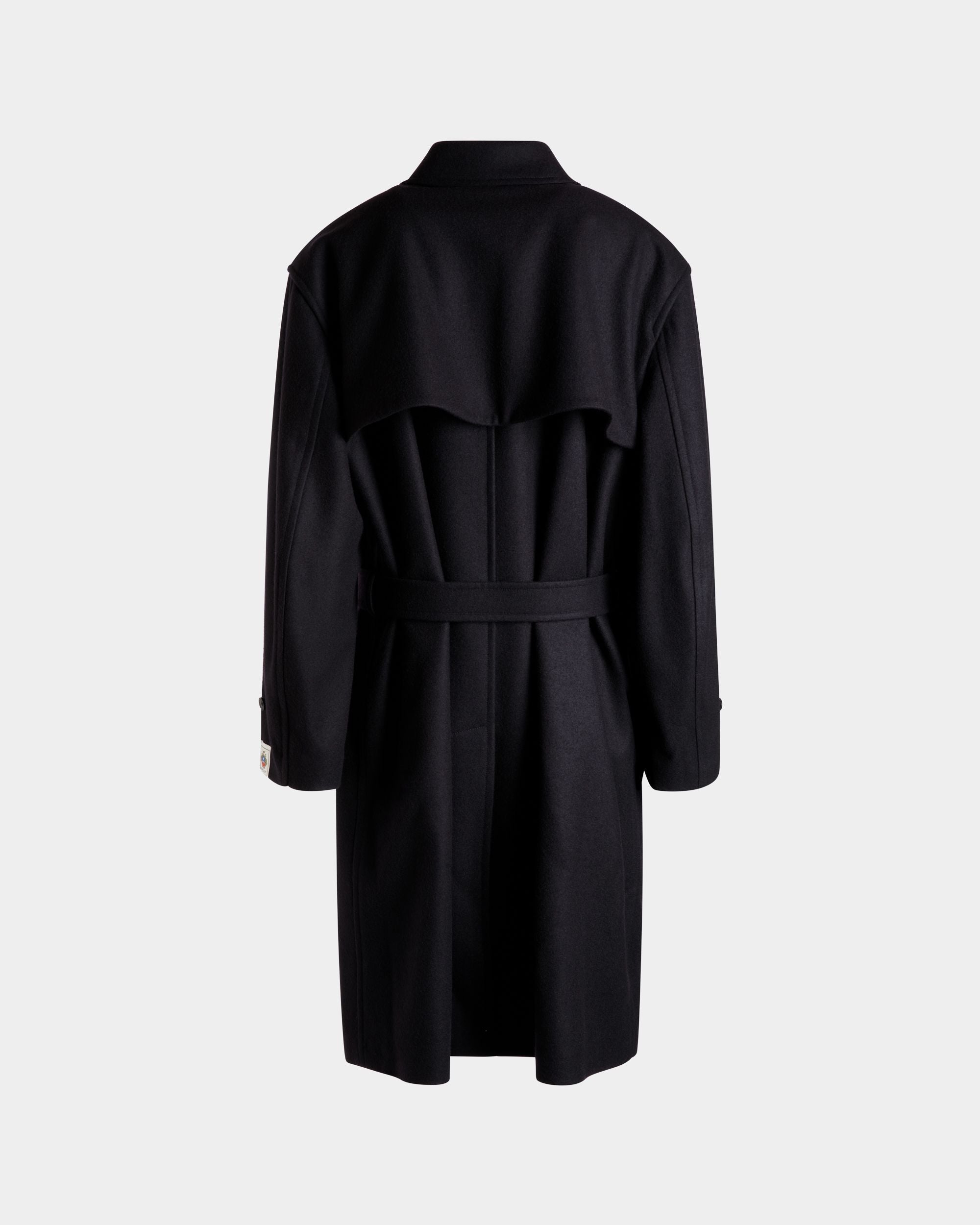 Single-breasted Coat In Navy Blue Wool Blend - Men's - Bally - 09