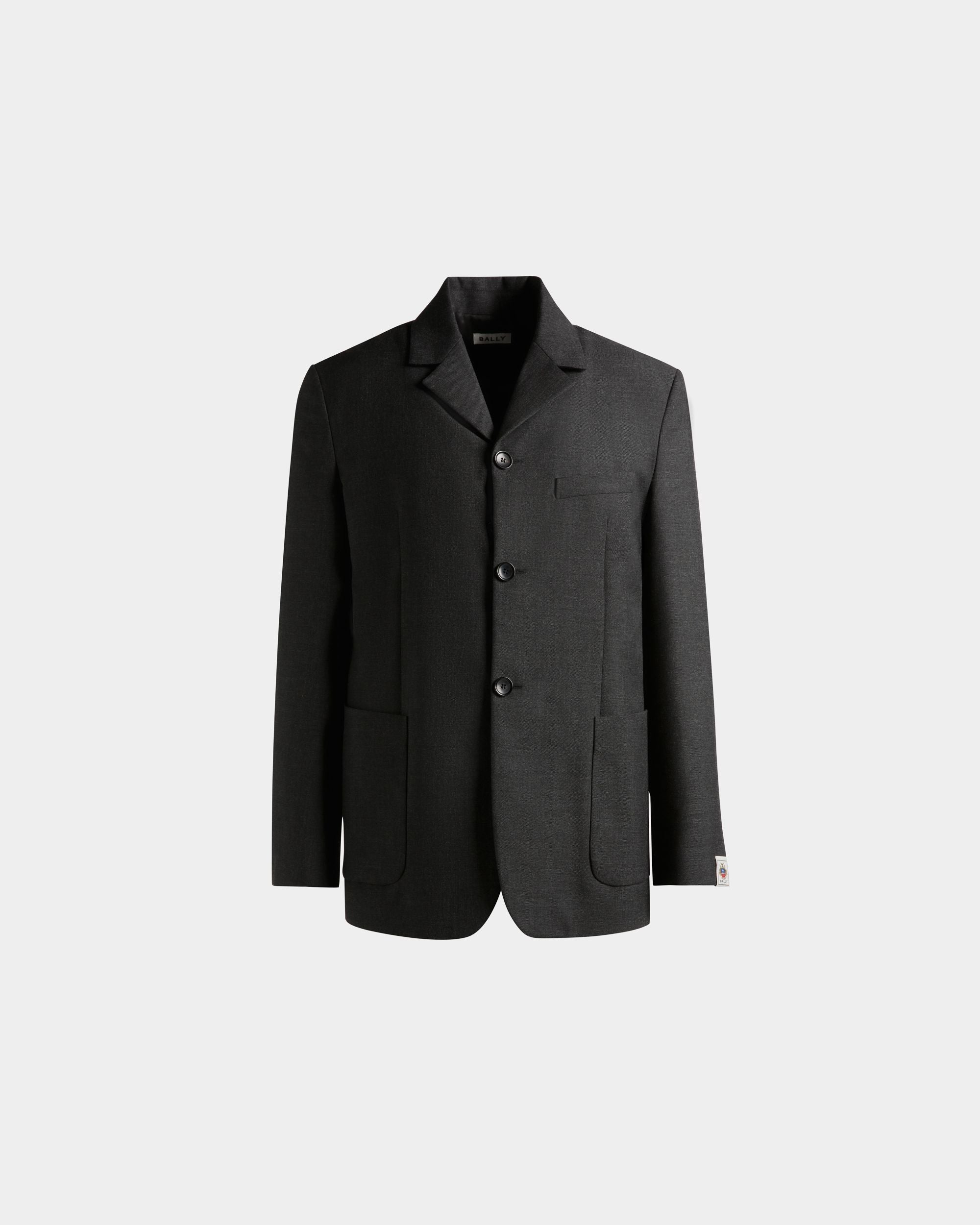 Blazer De Mezcla De Lana Gris Oscuro - Hombre - Bally - 01