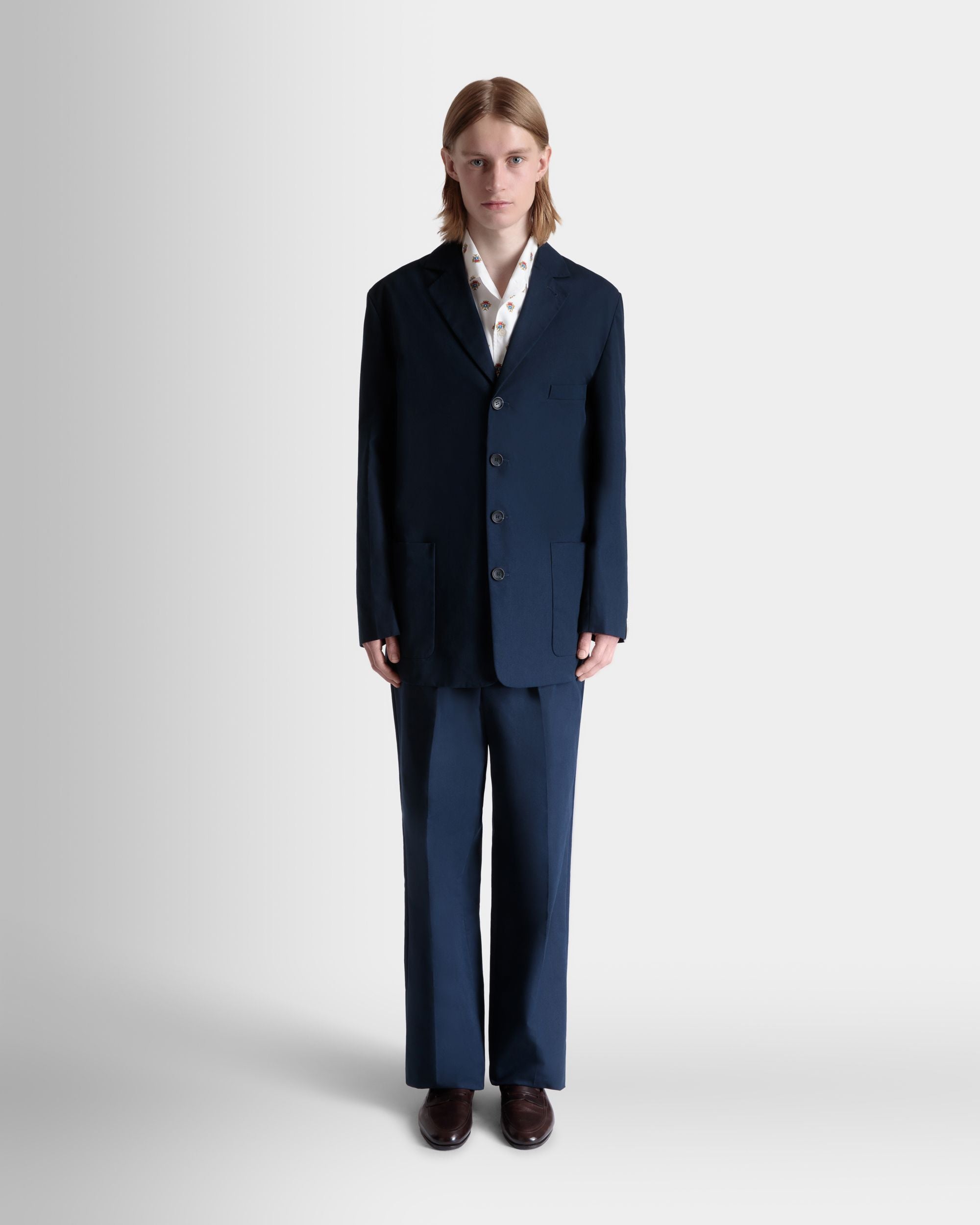 Blazer De Mezcla De Algodón Navy Blue - Hombre - Bally - 02