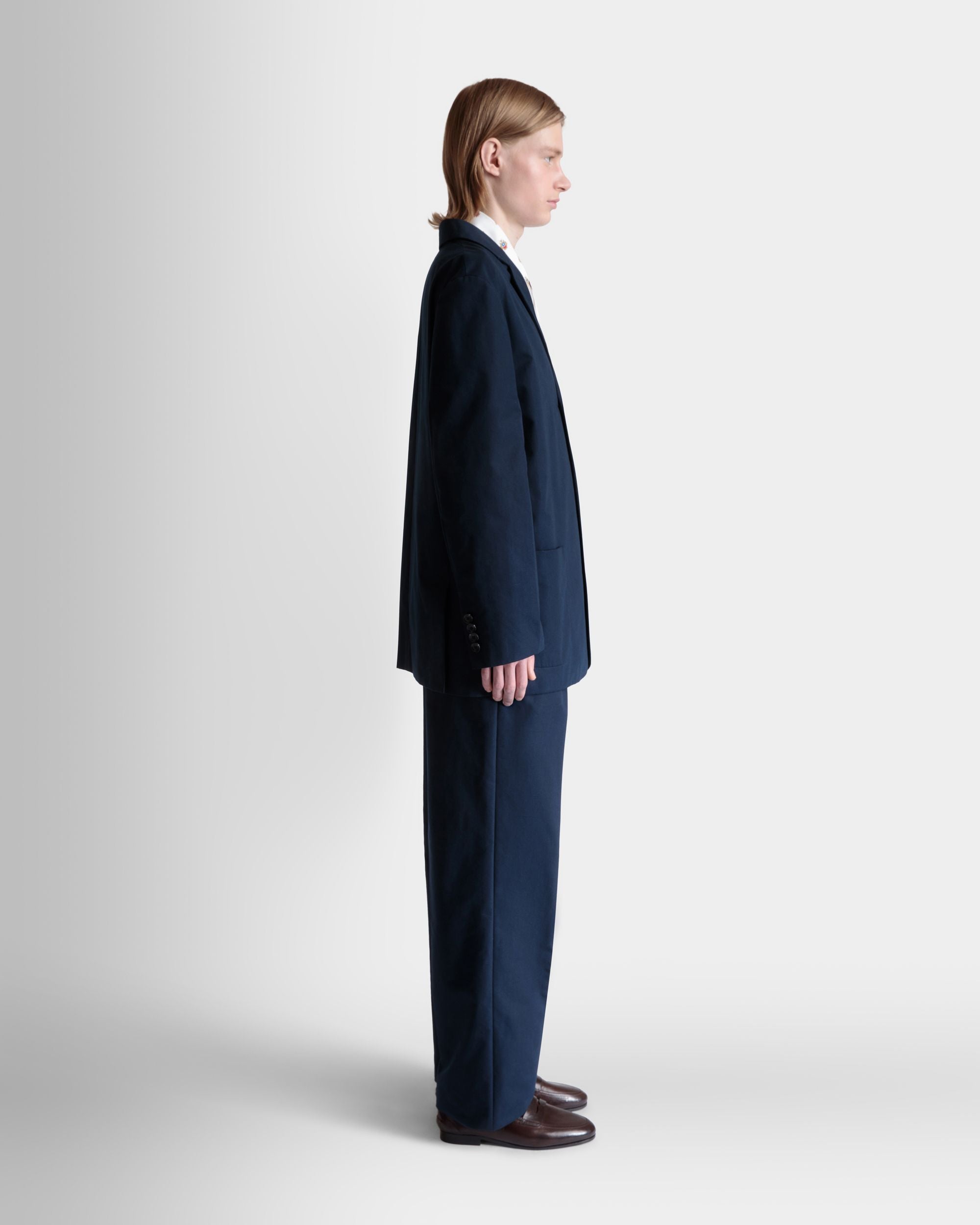 Blazer De Mezcla De Algodón Navy Blue - Hombre - Bally - 05