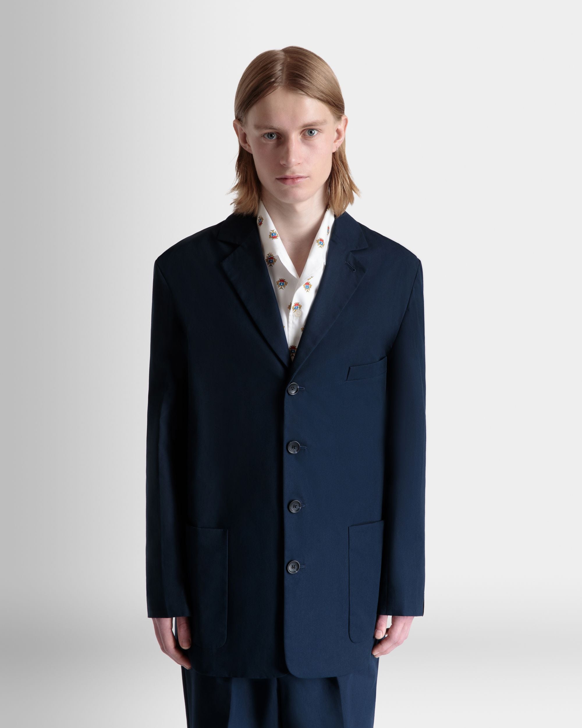 Blazer De Mezcla De Algodón Navy Blue - Hombre - Bally - 08