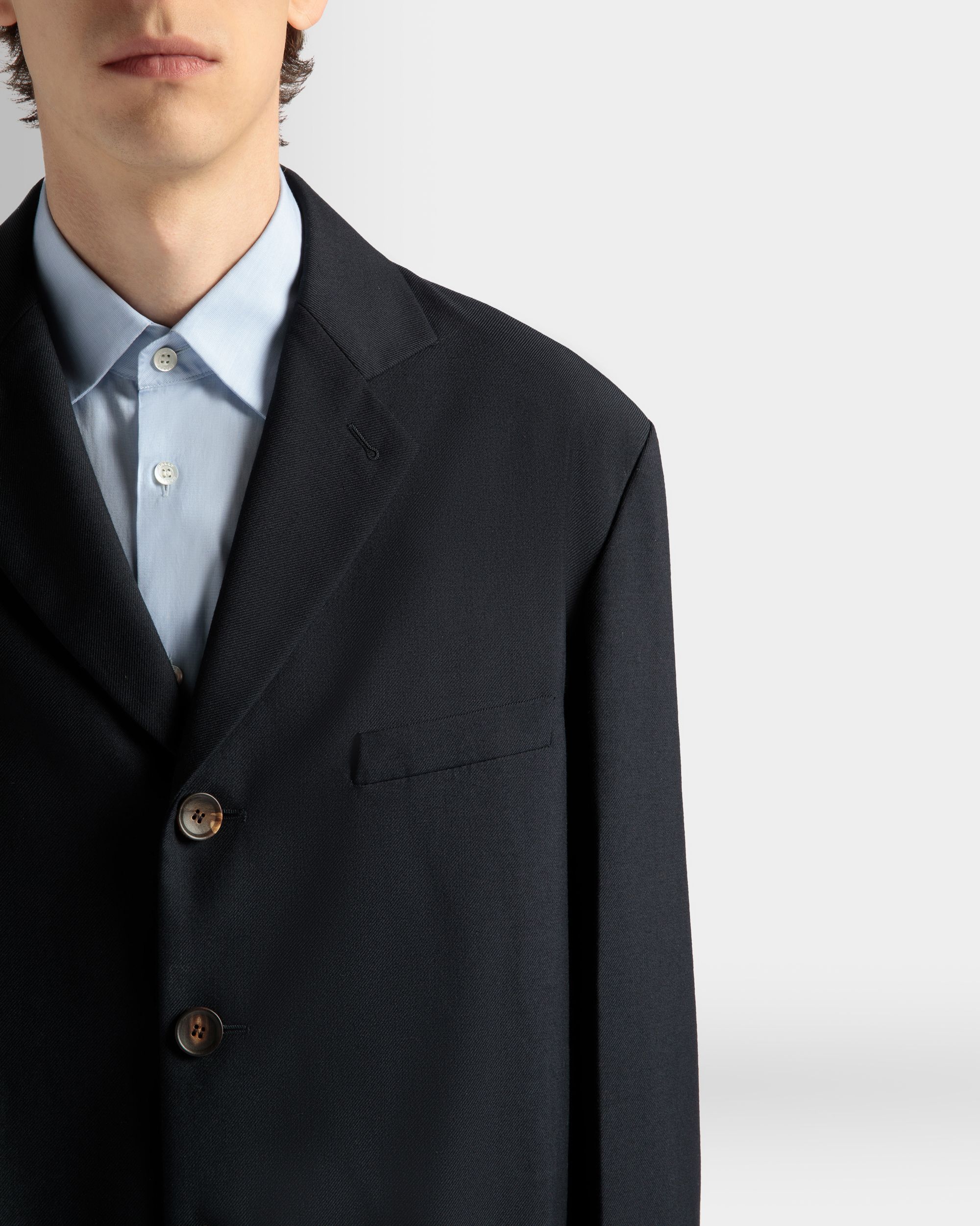 Chaqueta De Mezcla De Lana Navy Blue - Hombre - Bally - 04