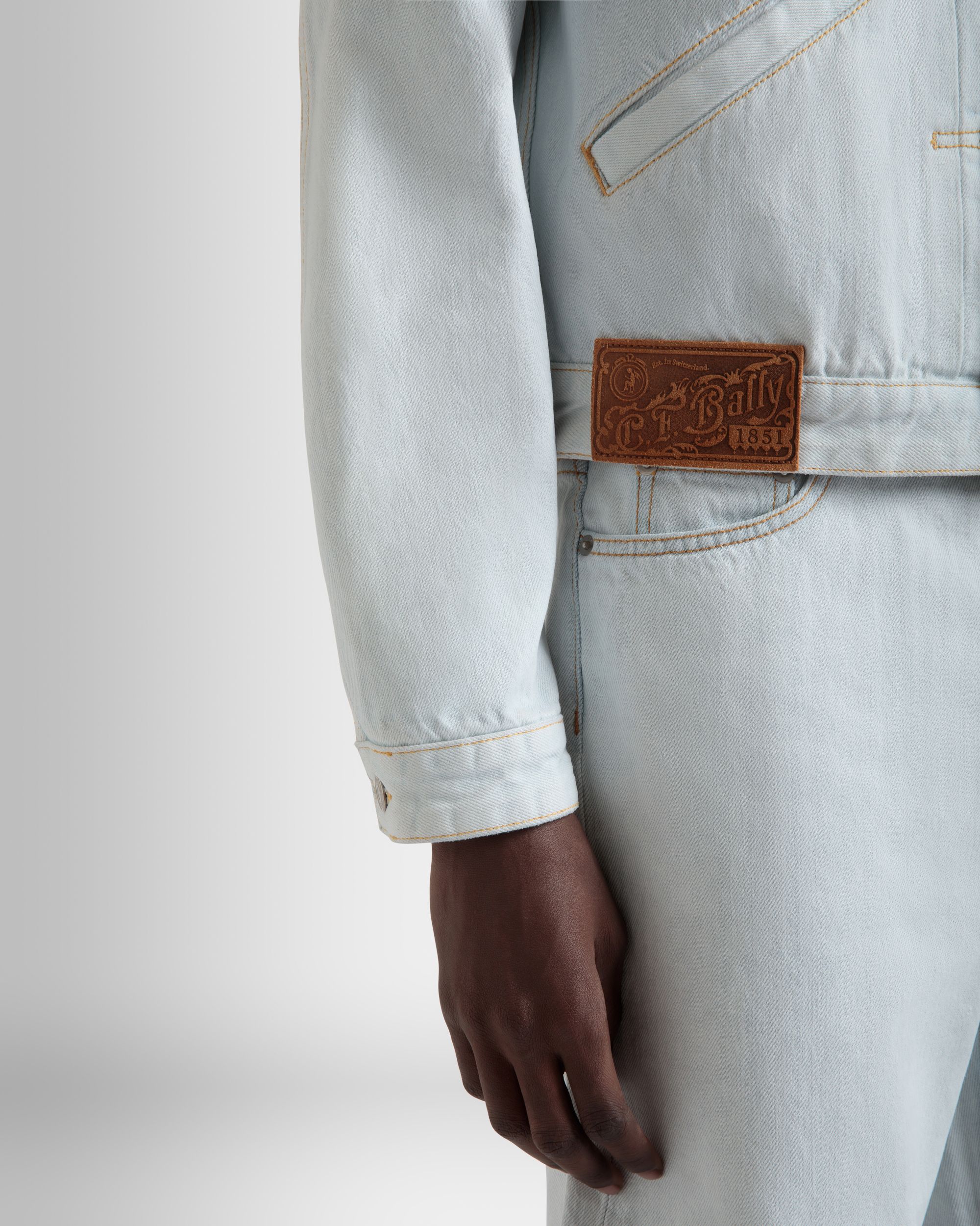 Trucker Jacket in Light Blue Cotton - Hombre - Bally - 03